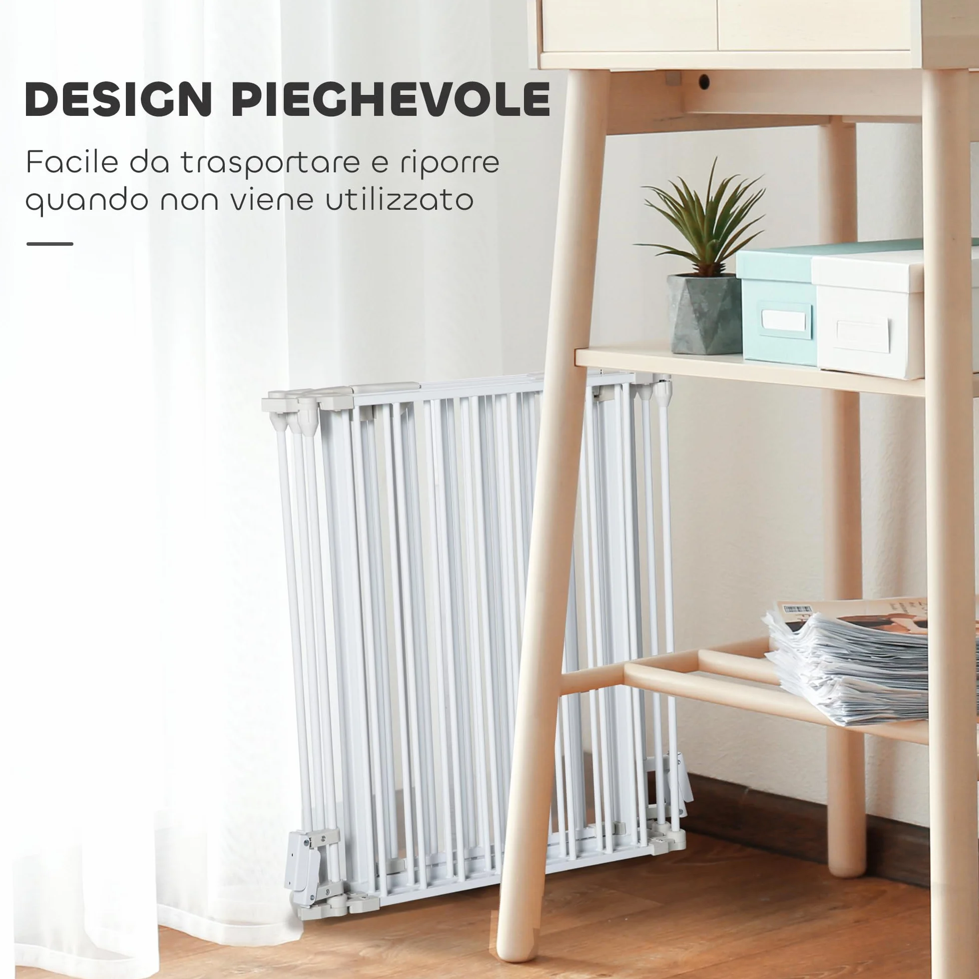 PawHut Recinto Cancelletto per Cani Regolabile Pieghevole Chiusura Automatica Sistema Blocco Metallo Plastica 300x74.5 cm Bianco