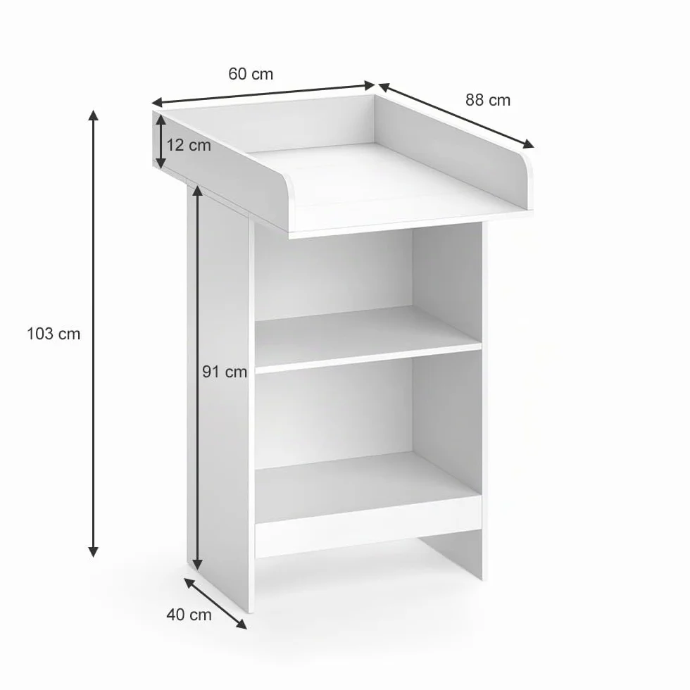 Vicco Fasciatoio Leo, Bianco, 60 x 103 cm, z otwartym półką i zdejmowanym fasciatoio