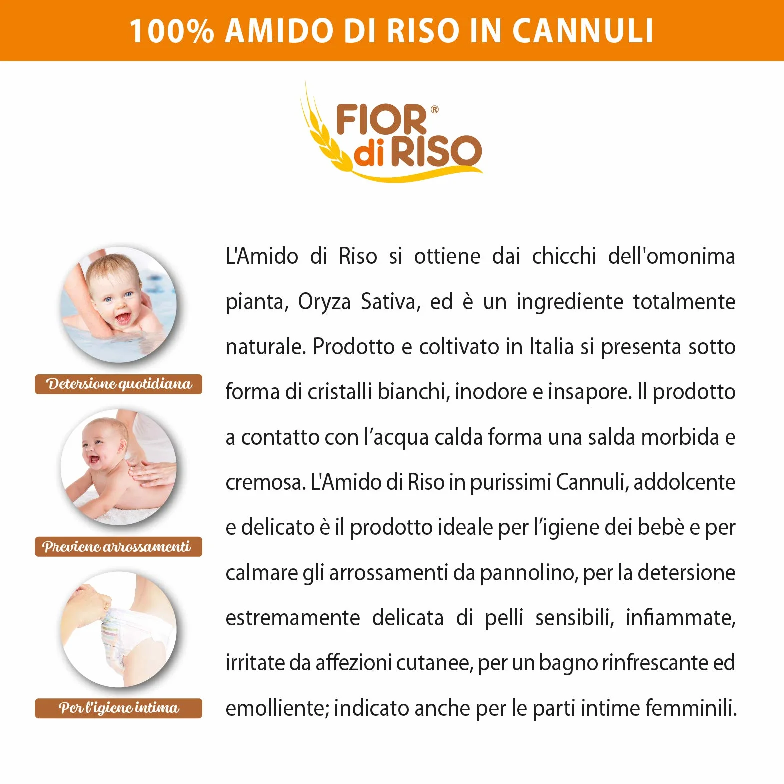 FIOR di RISO Amido di Riso in Cannuli o Cannoli Addolcente 200 g delicato per il bagnetto dei bebè