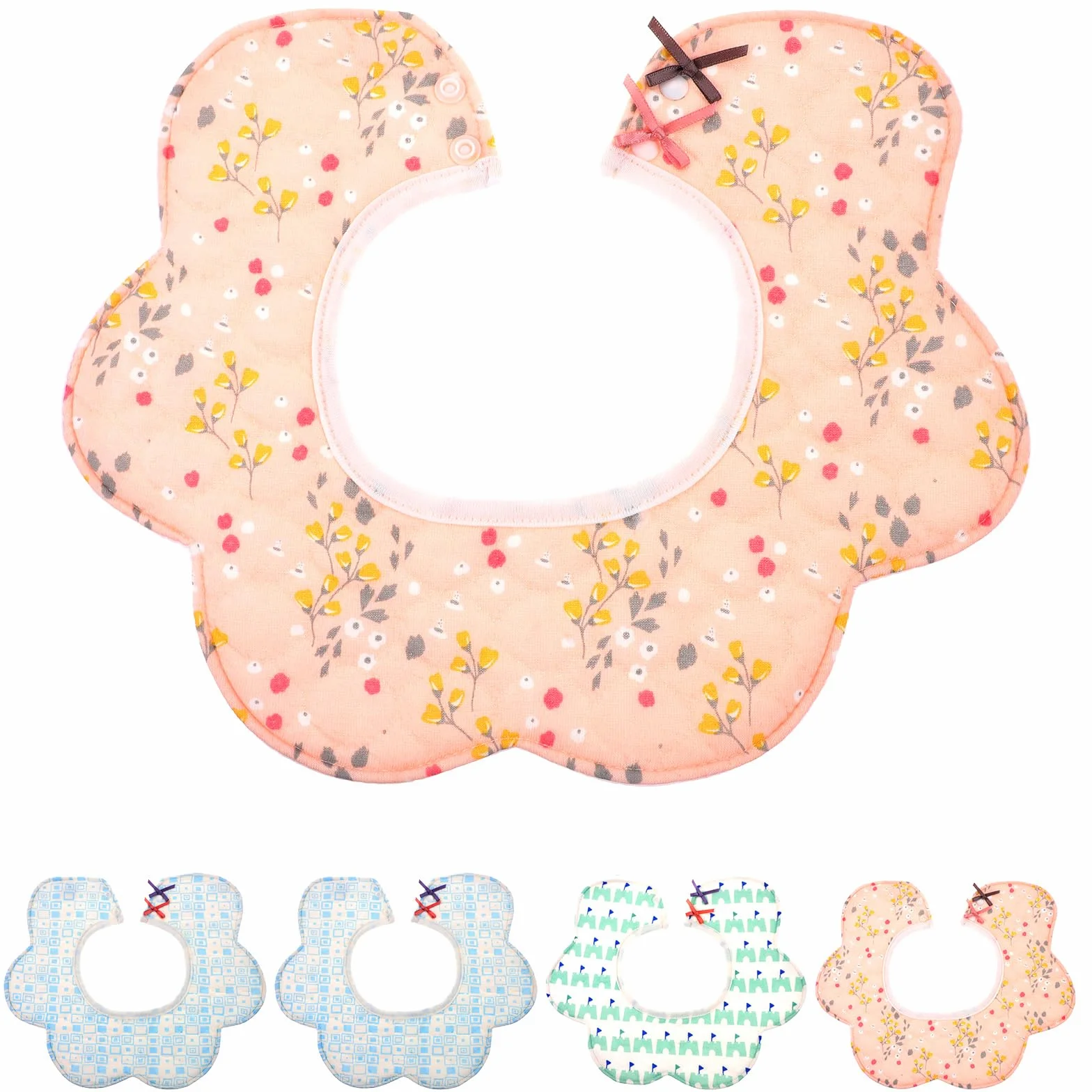 Bavaglini per Bebè Bandana a Forma di Fiore in Cotone 24x24 cm Healifty 5 Pezzi