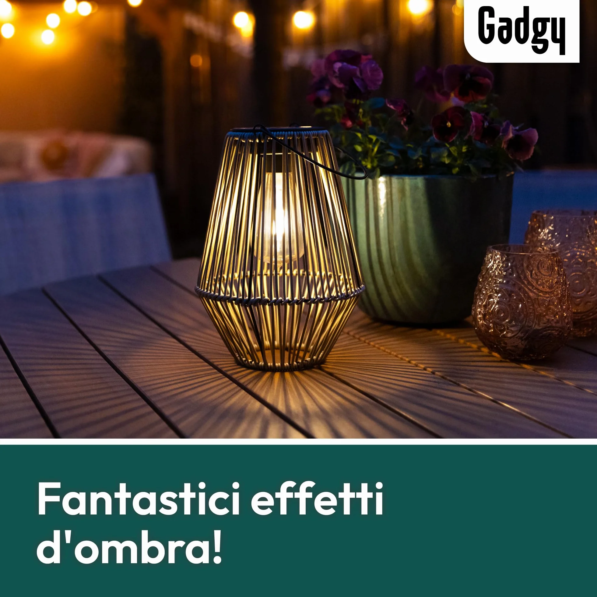 Gadgy Lampada Solare da Giardino con Effetto Rattan – Lanterna Solare per Esterni Impermeabile – Luce Decorativa a LED per Giardino, Balcone o Tavolo – Ricaricabile ed Ecologica