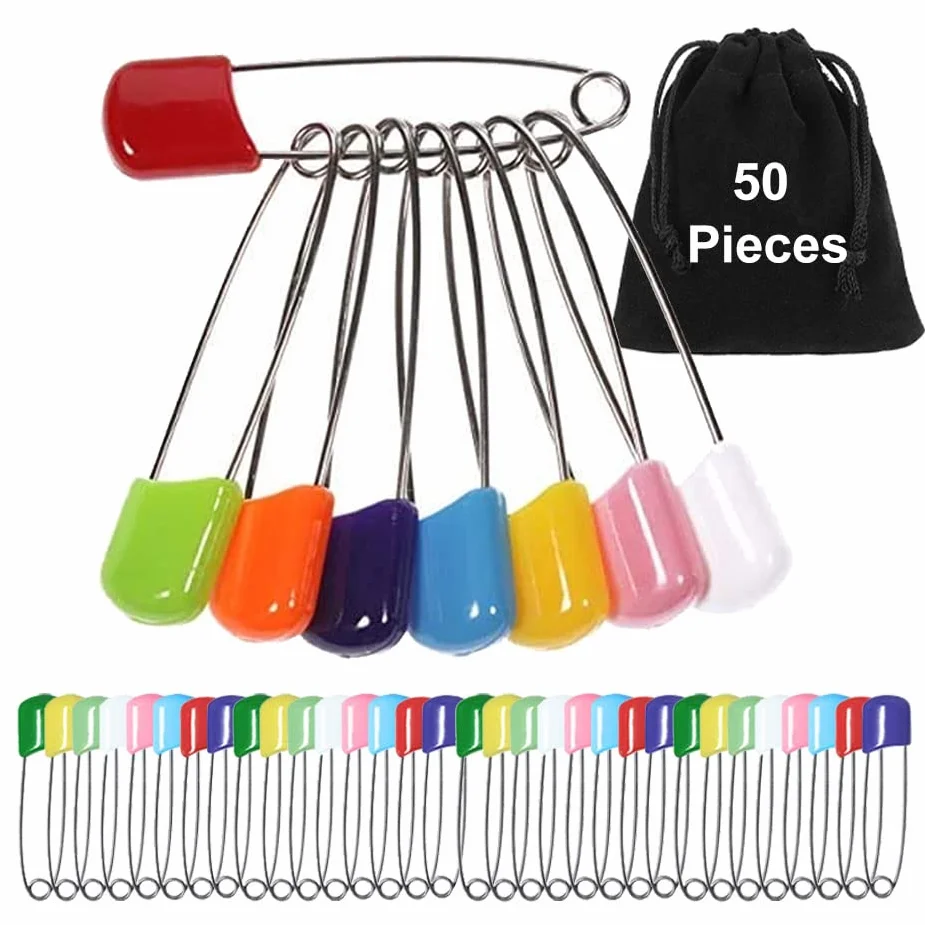 Spille da Balia 50 PCS Spille di Sicurezza Grandi Piccole con Testa Colorata Clip in Plastica