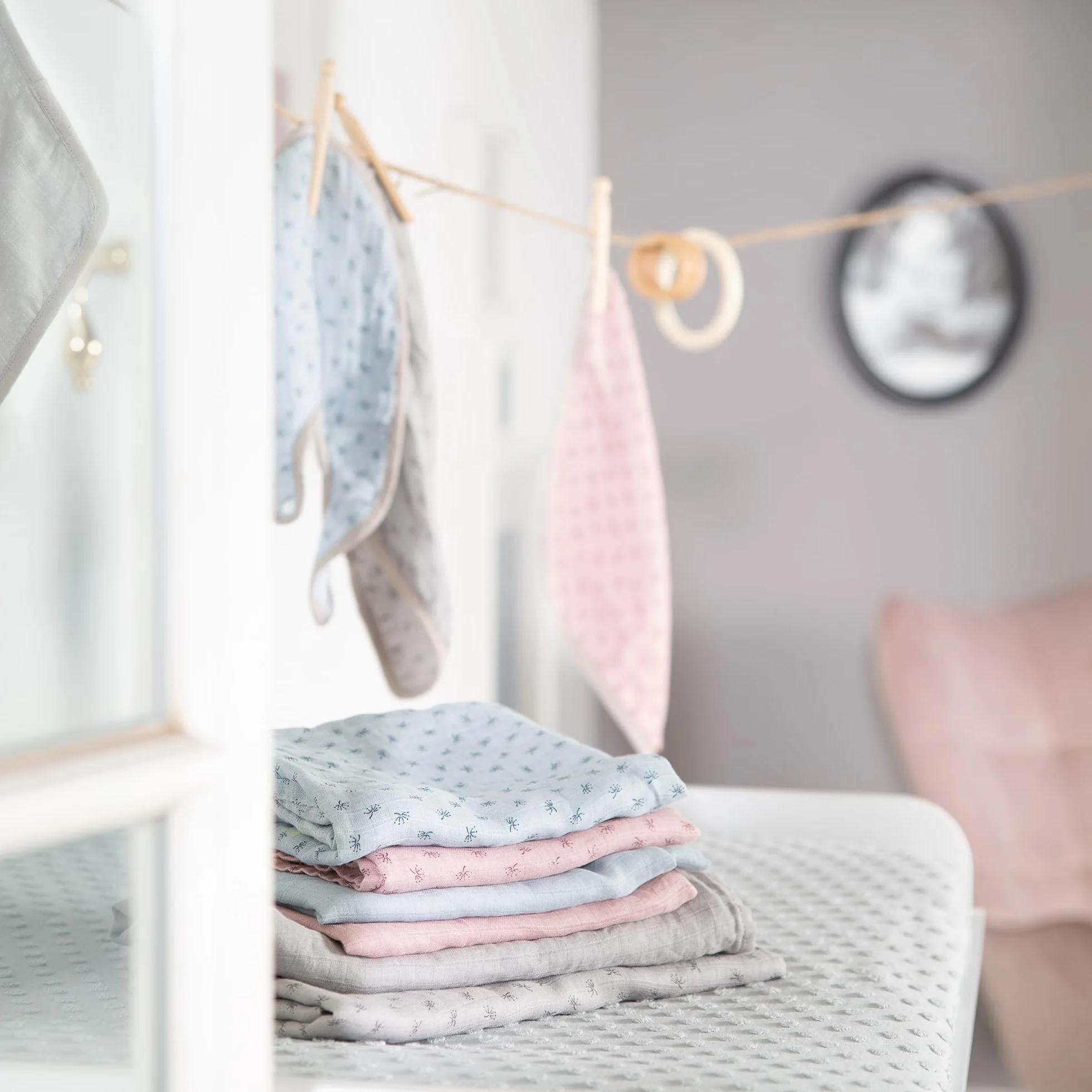roba Set 3 Lenzuolini Bio Lil Planet - Mussola Cotone Biologico GOTS 80x80 cm Traspirante Idrorepellente Lavabile Verde