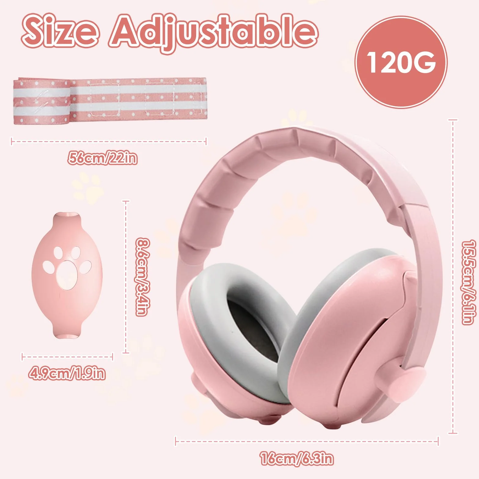 Cuffie Neonato Antirumore 2 in 1 Regolabili Protezione Acustica per Bambini Fino a 48 Mesi