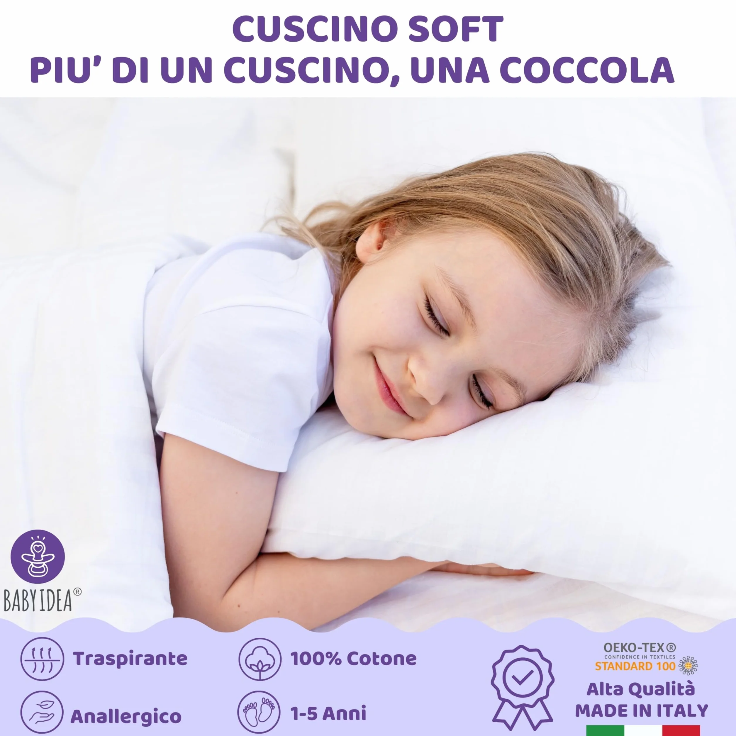 Baby Idea Babysanity Cuscino Letto Antisoffoco Traspirante Per Lettino Neonato Oeko-Tex