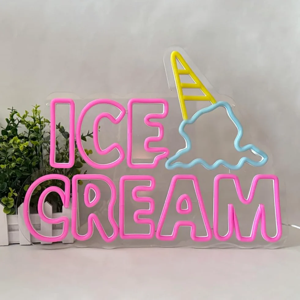 Ice Cream Insegne al Neon Luce Neon a LED Insegne luminose Gelato Alimentata Tramite USB con Interruttore Decorazione di bar, vetrine, negozi, luci al neon
