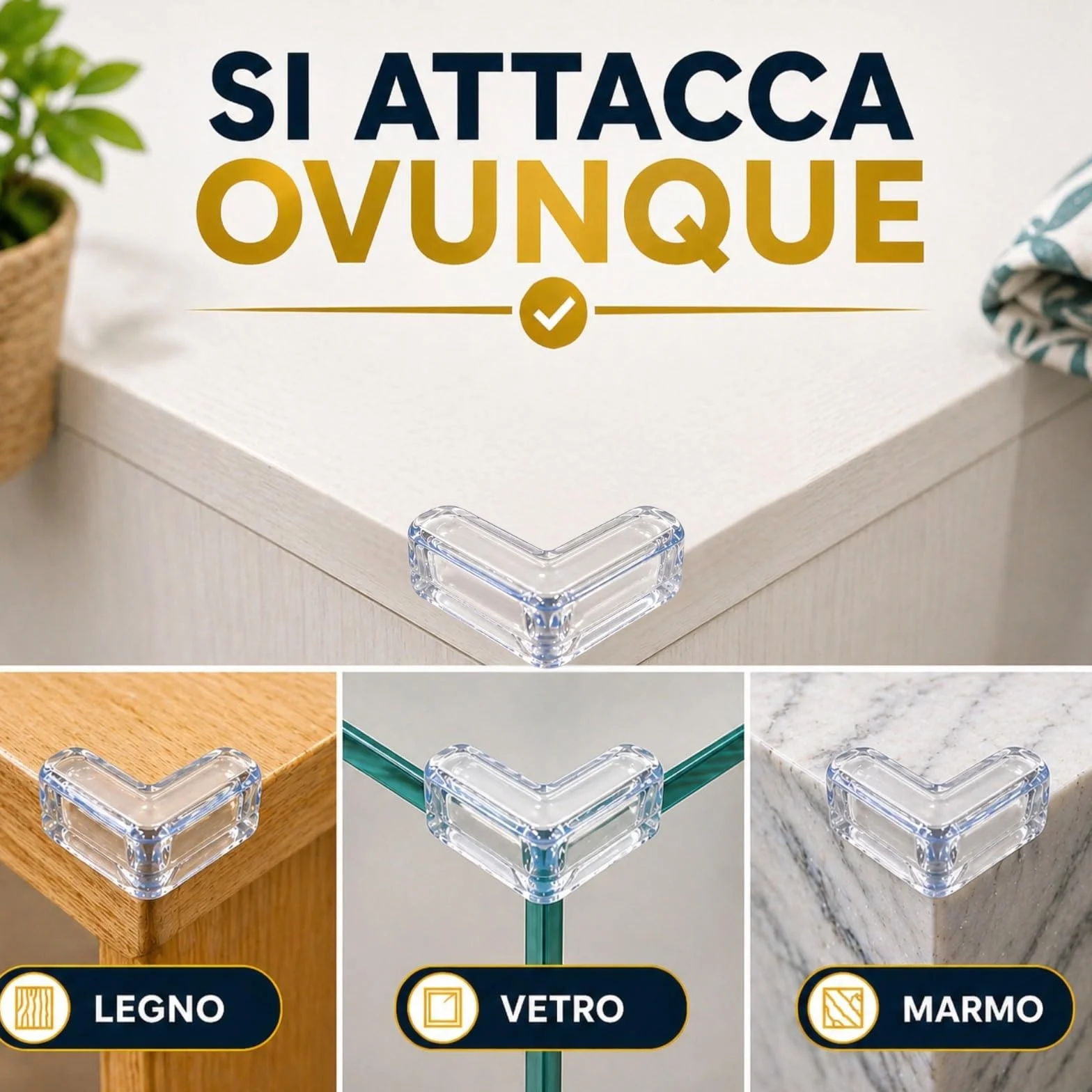 Paraspigoli Bambini 12 Pezzi Angolari PVC Trasparenti Copri Spigoli Tavolo Protezione Casa