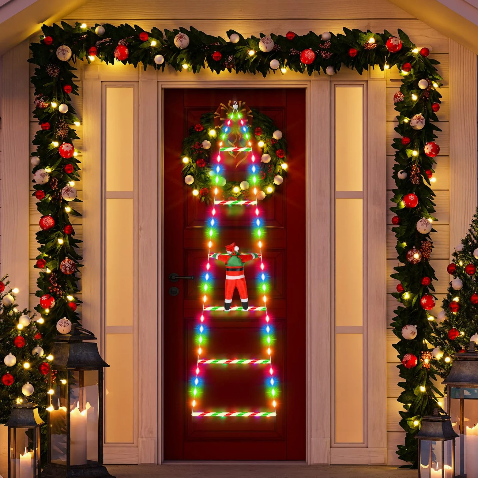 SIVQIKE 98 Luci LED Fiabesche Babbo Natale 0.8M, Striscia Luminosa Natalizia con Timer e Memoria, 8 Modalità, Decorazione per Esterni, Interni, Finestre, Giardini, Balconi(RGB)