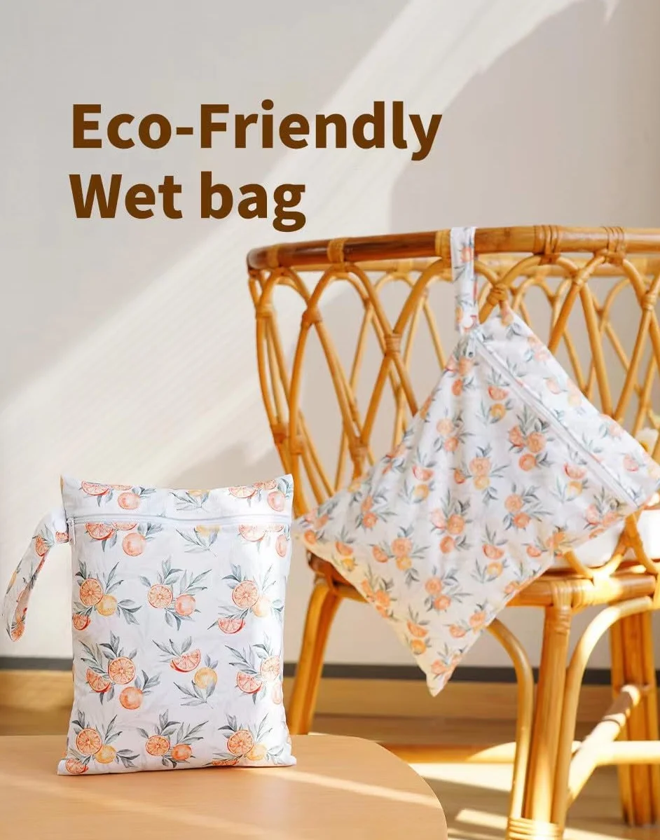 Wet Bag Impermeabile 2 Misure Borsa Riutilizzabile Pannolini Tiralatte Tasche Zip Manico Set da 2