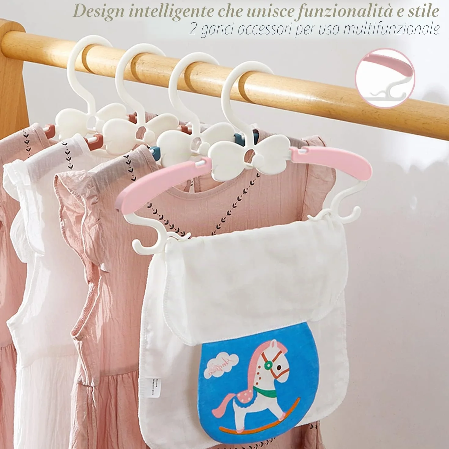 WJWSKI Grucce Bambini 20pcs Impilabili Anti-Scivolo Rosa Bianco