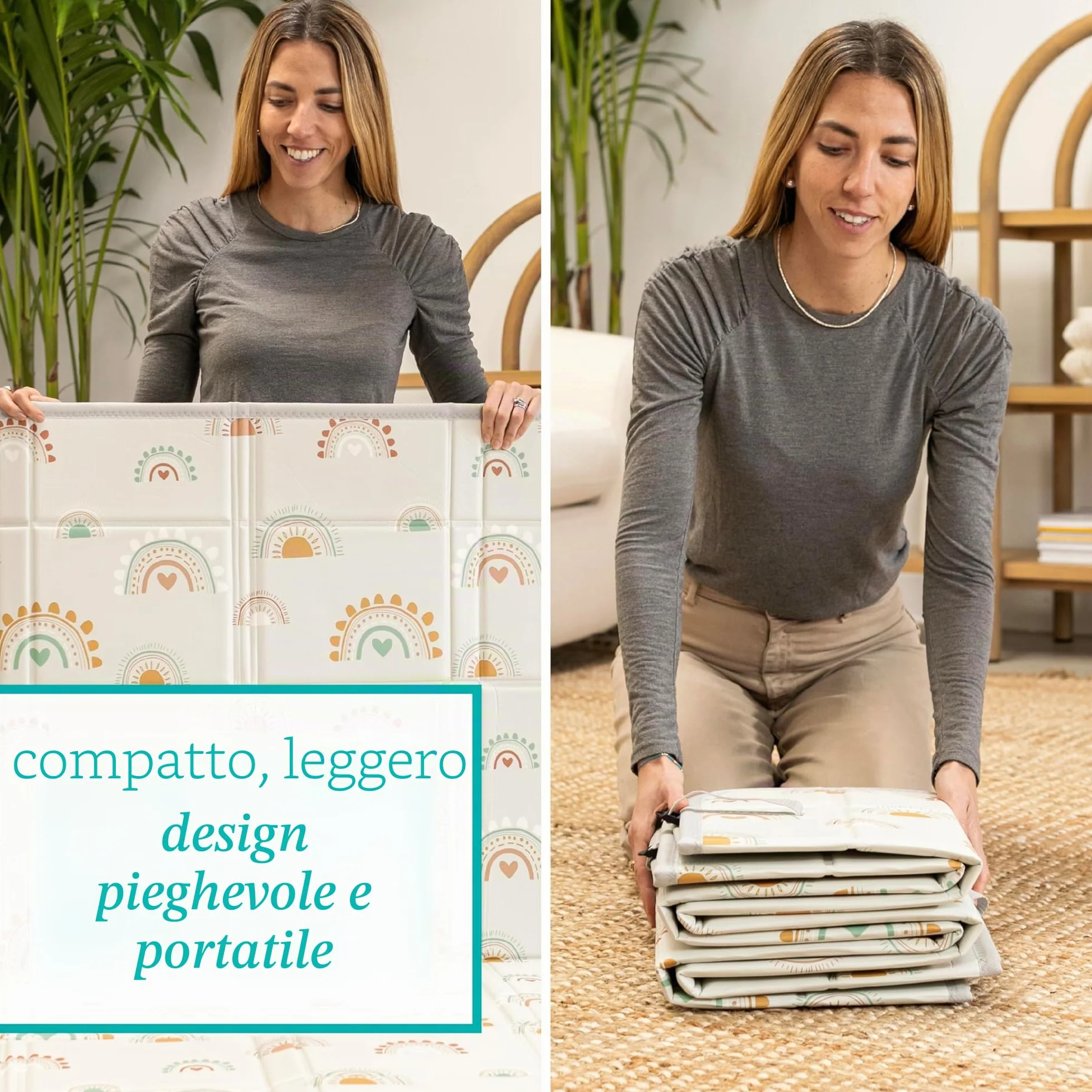 Infantino Foldable Soft Foam Mat, Extra Large Double-Sided Baby Play Mat, Non Slip Crawling for Infants & Toddlers