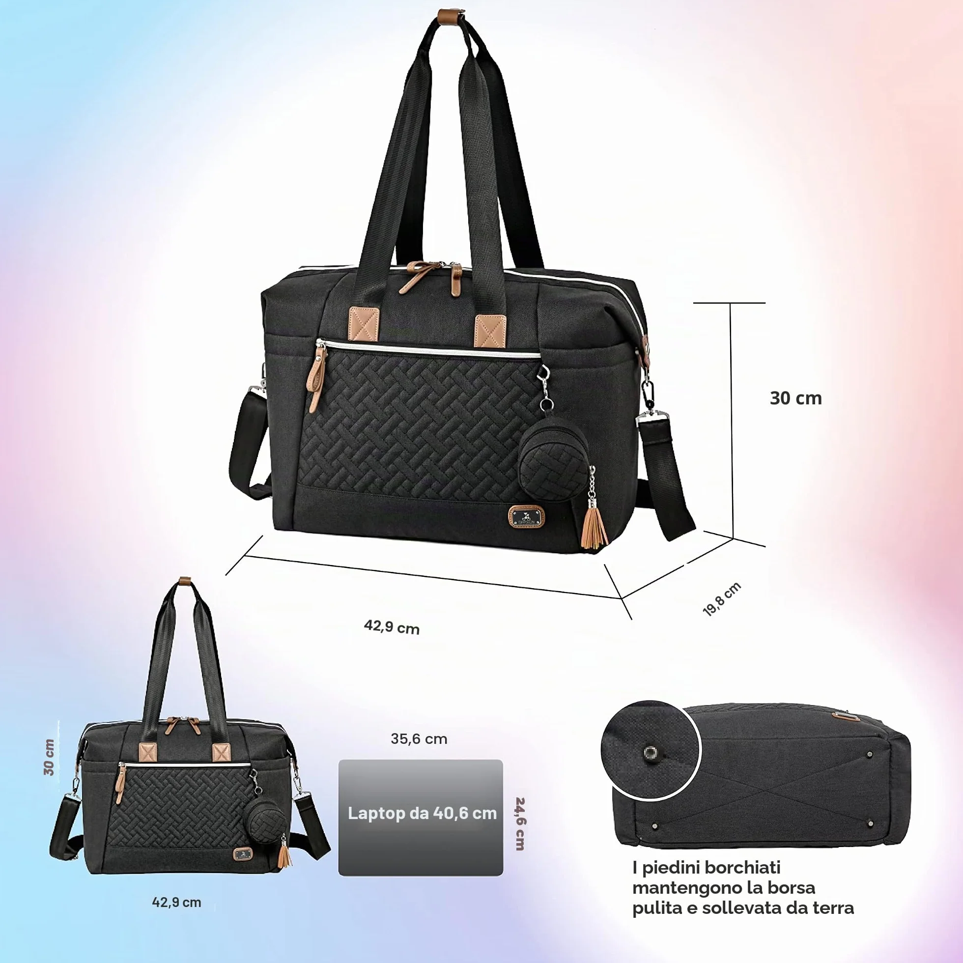 Borsa fasciatoio per neonati grande elegante da viaggio con porta ciuccio