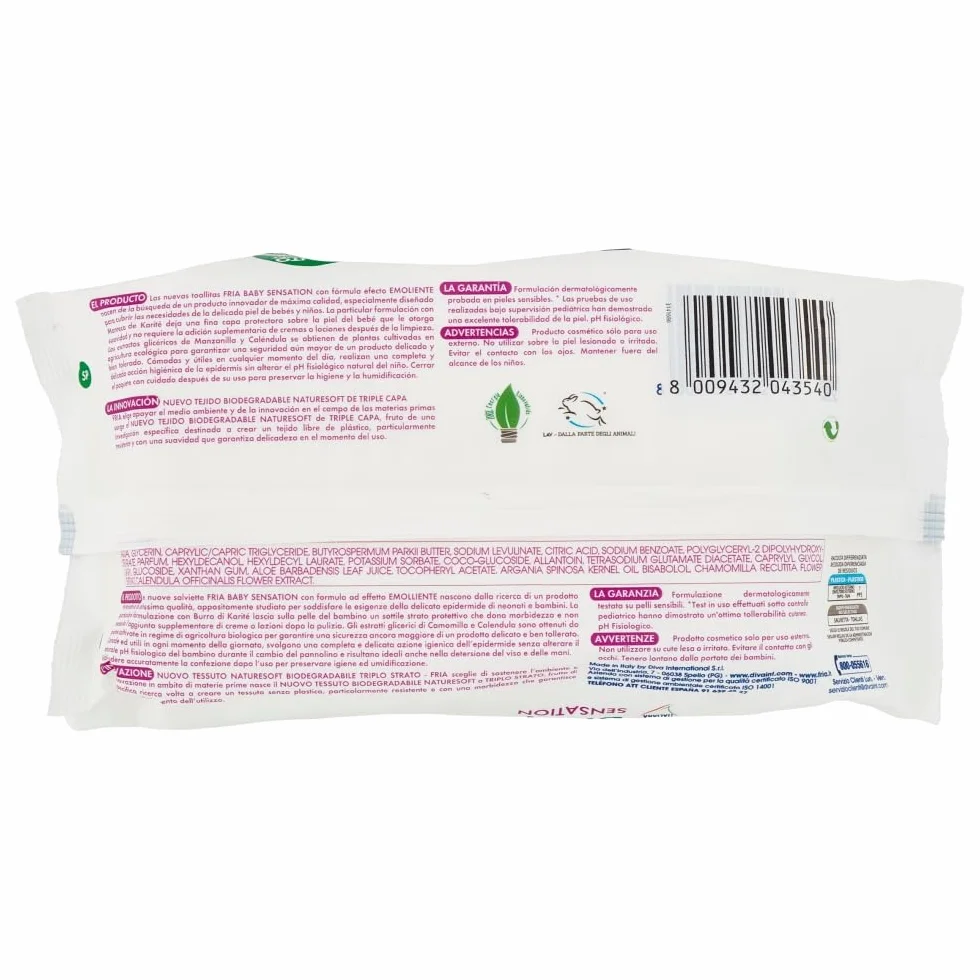 Fria Baby Sensation Salviette per Cambio Pannolino Burro di Karitè 70 Salviette