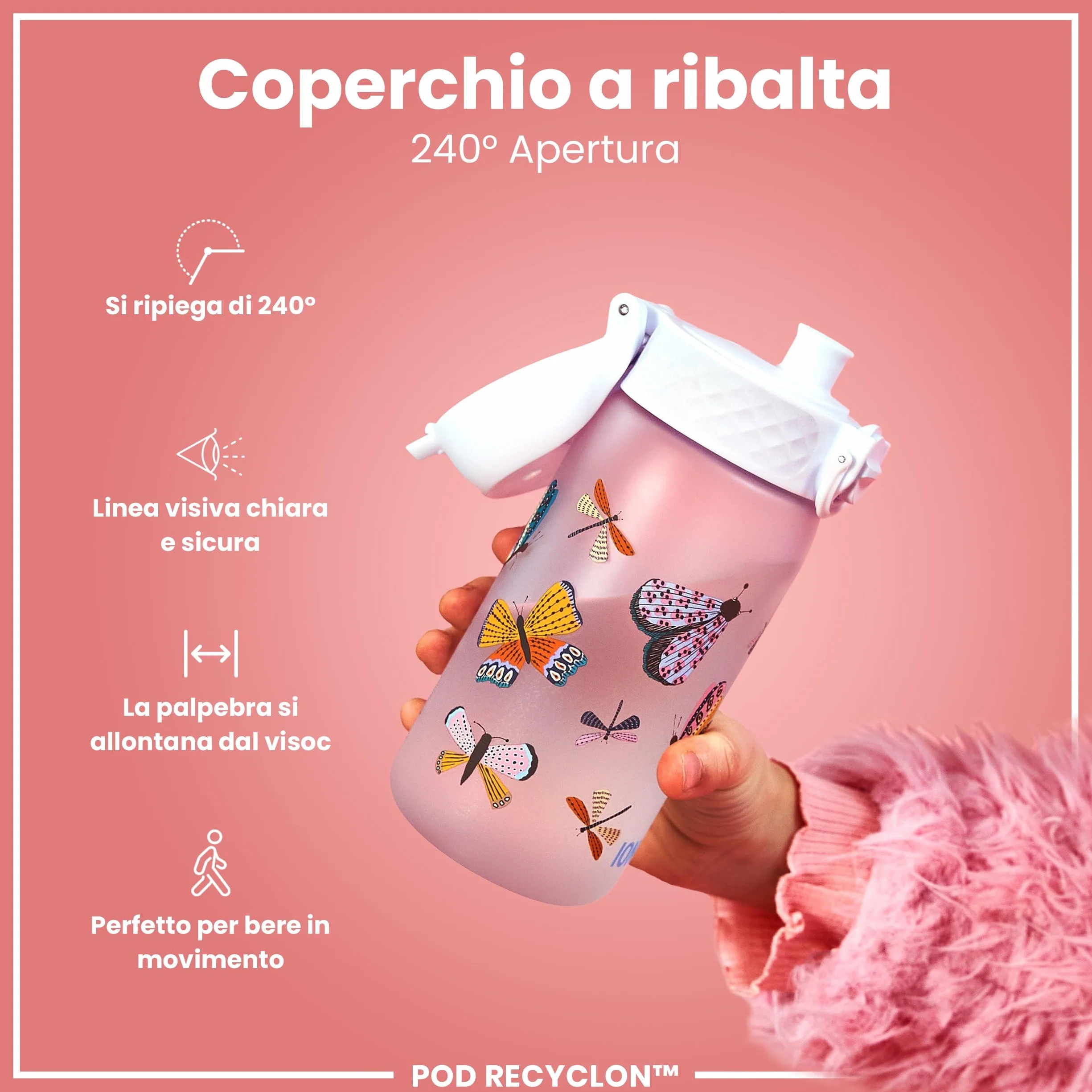 ION8 Borraccia per Bambini 350ml a Prova di Perdite Lavabile in Lavastoviglie Senza BPA