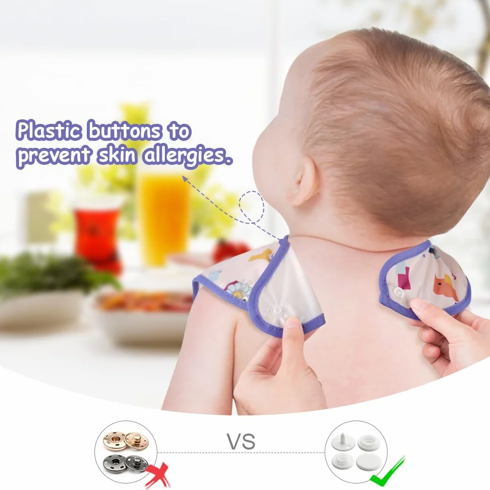 Aolso Bavaglini Neonato Impermeabile con Tasca Set 7 Pezzi Lavabili 6 Mesi 3 Anni