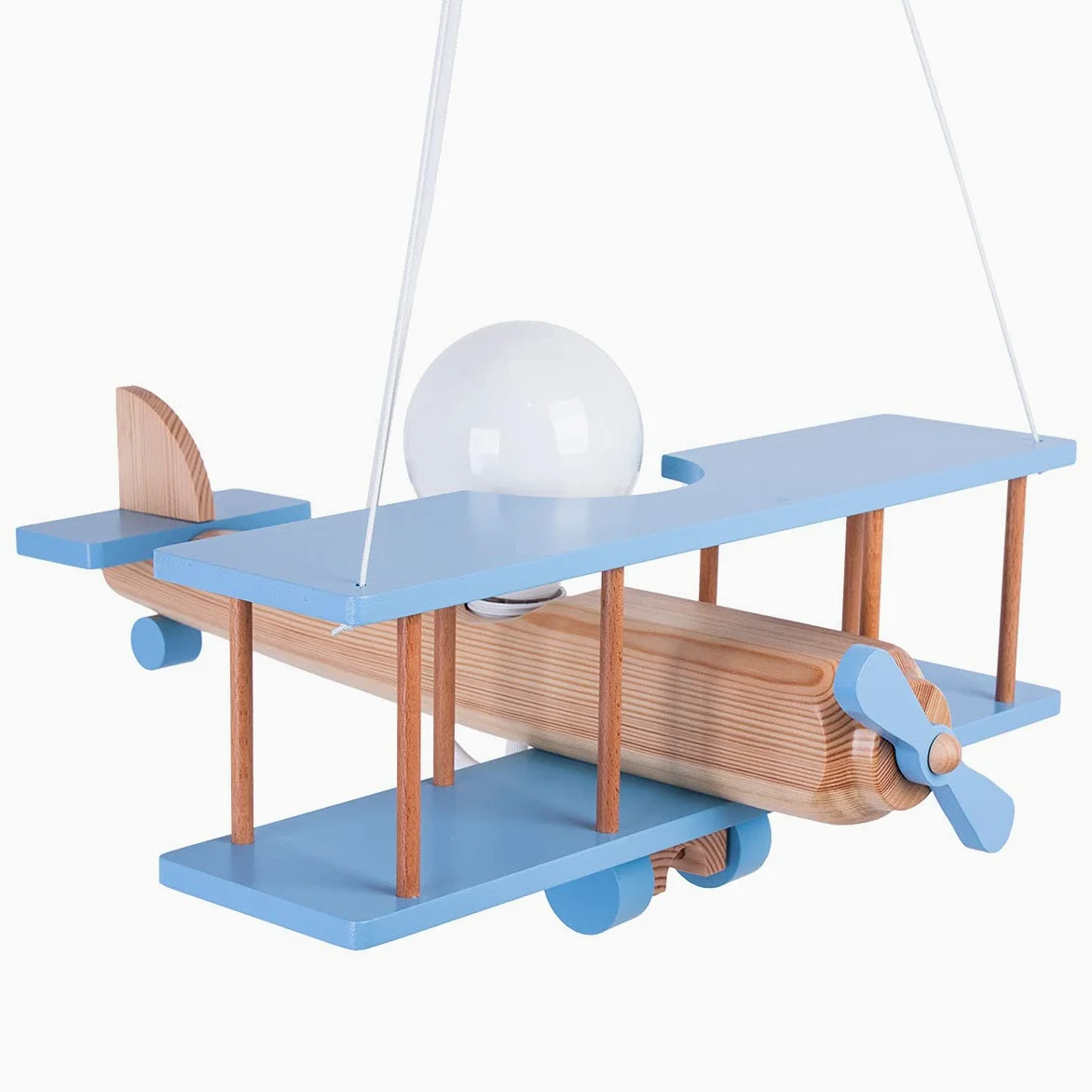 ItalPol Produkt Lampada in legno da soffitto, lampadario a sospensione Aereo 45cm x 42cm per cameretta bimbo.