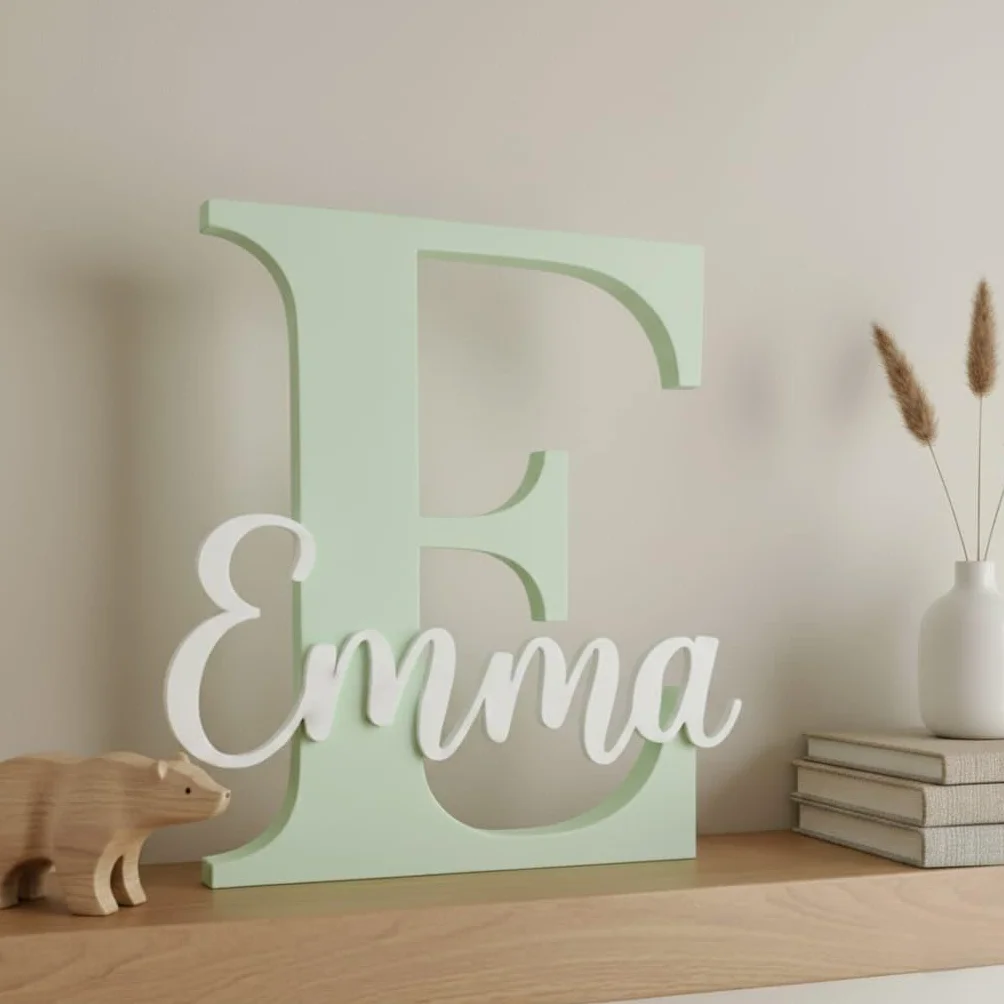Lettera decorativa personalizzata con nome da appendere, misure e colori a scelta, regalo per bambini
