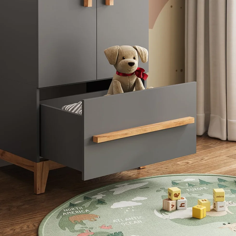VitaliSpa Malia Set per cameretta Grigio/quercia 4 pezzi