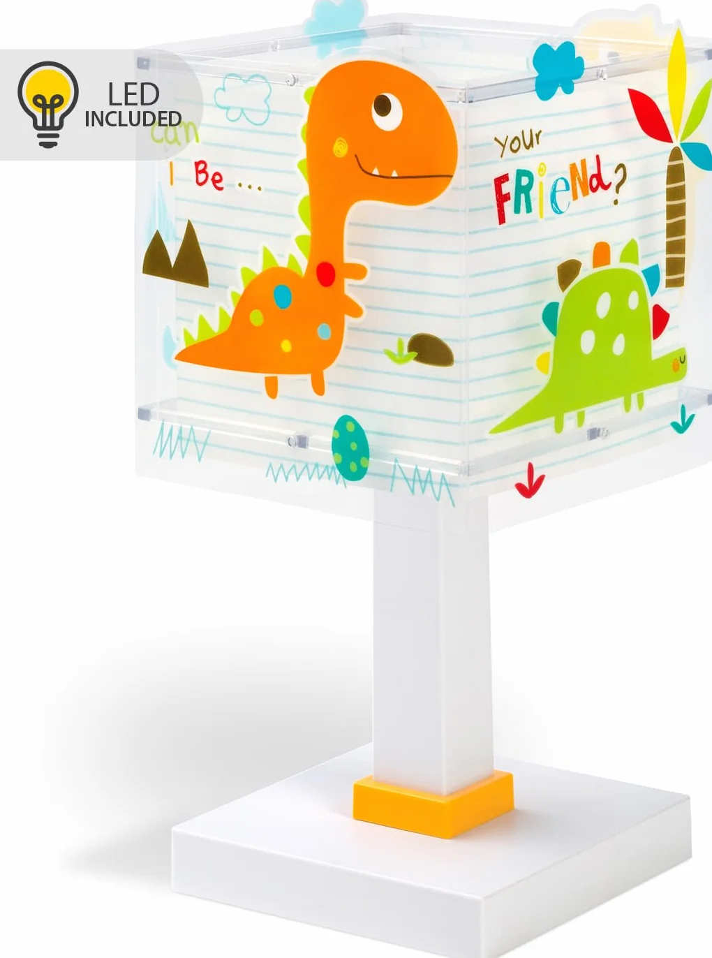 Dalber Lampada da tavolo o comodino per bambini Dinos Dinosauri, 73451N, G4-4W LED - Lampadina inclusa