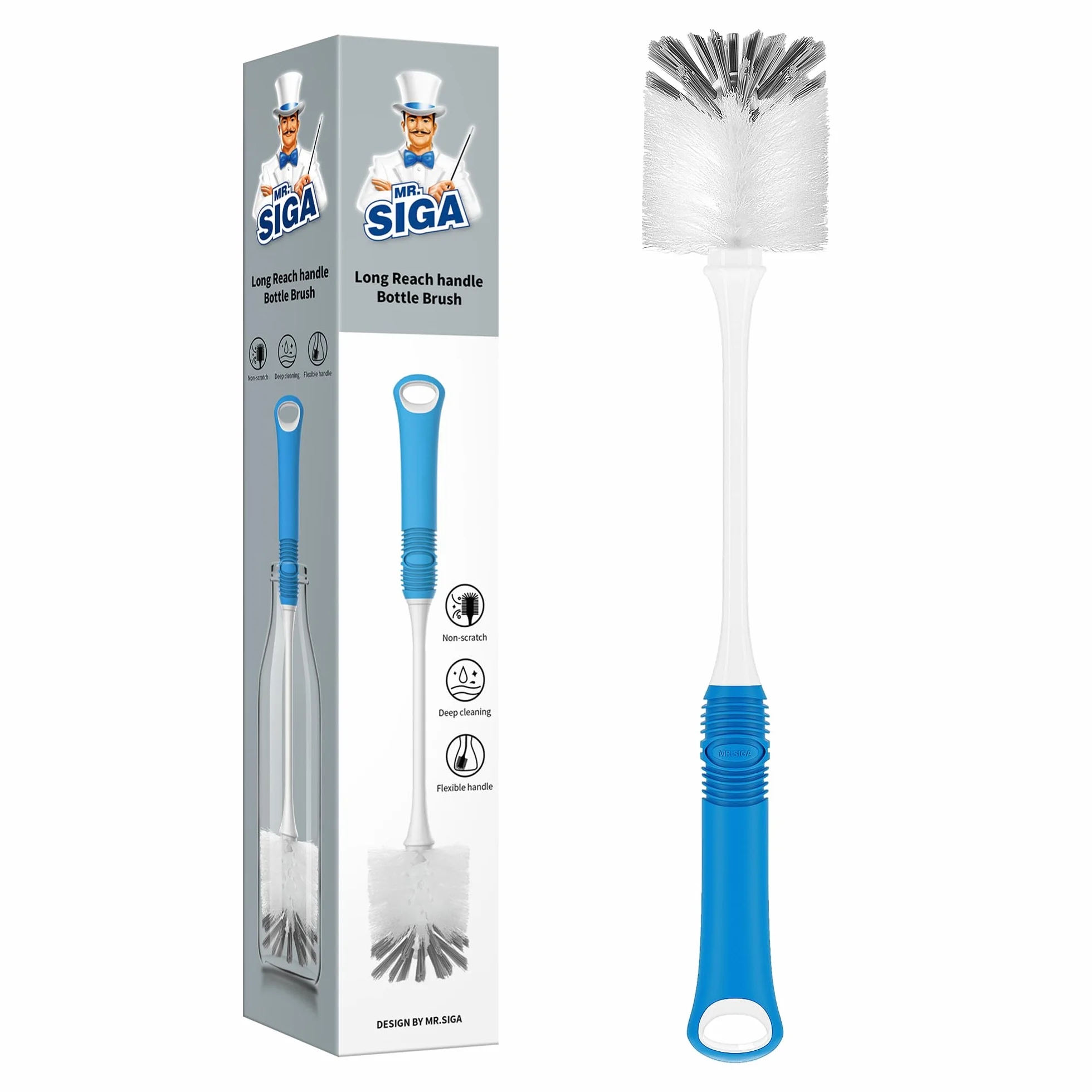 MR.SIGA Spazzola per Bottiglie con Manico Lungo - Testa 5.5 cm