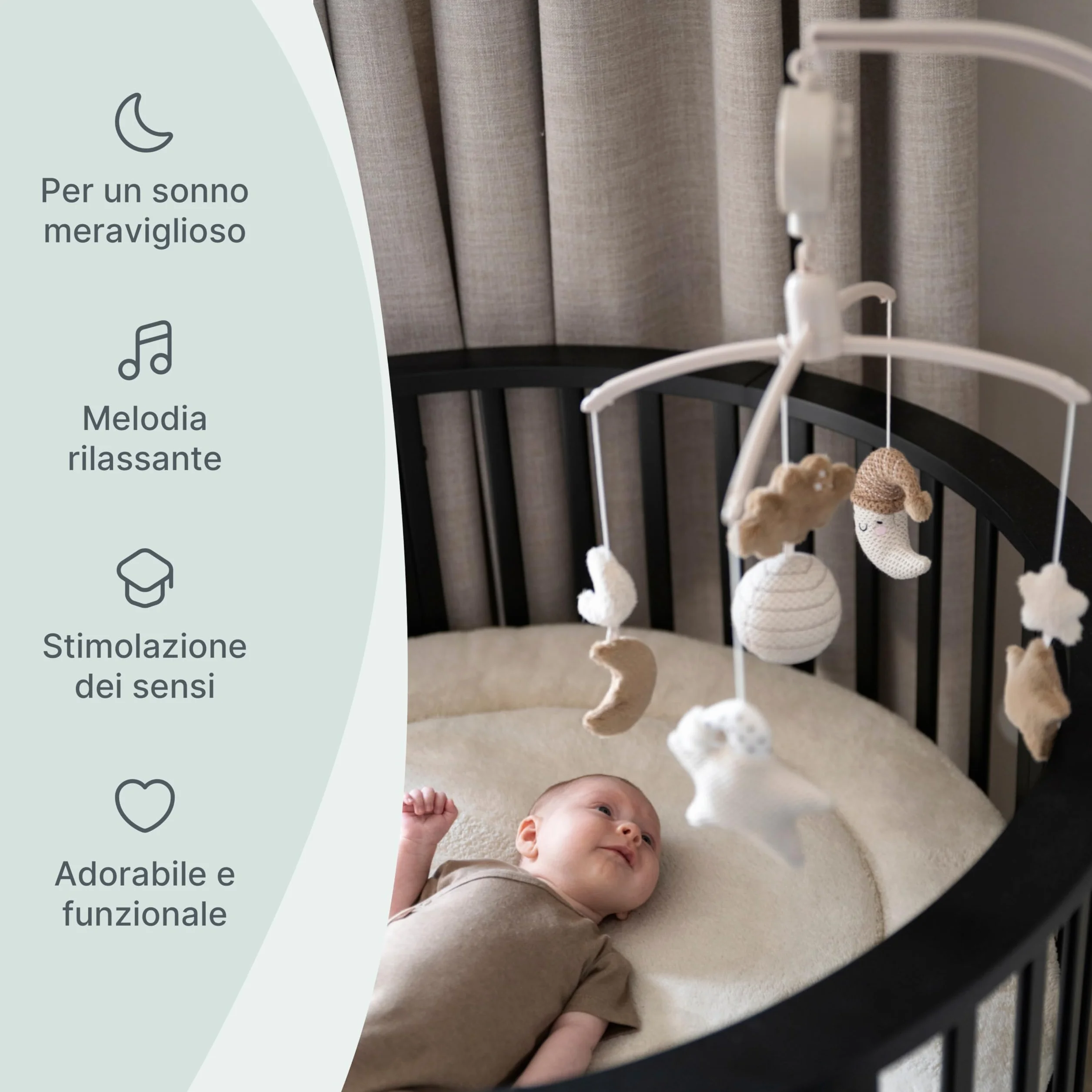 Baby's Only Giostrina musicale Heaven per bebè con figure lavorate a maglia Carillon musica Clay/Warm Linen