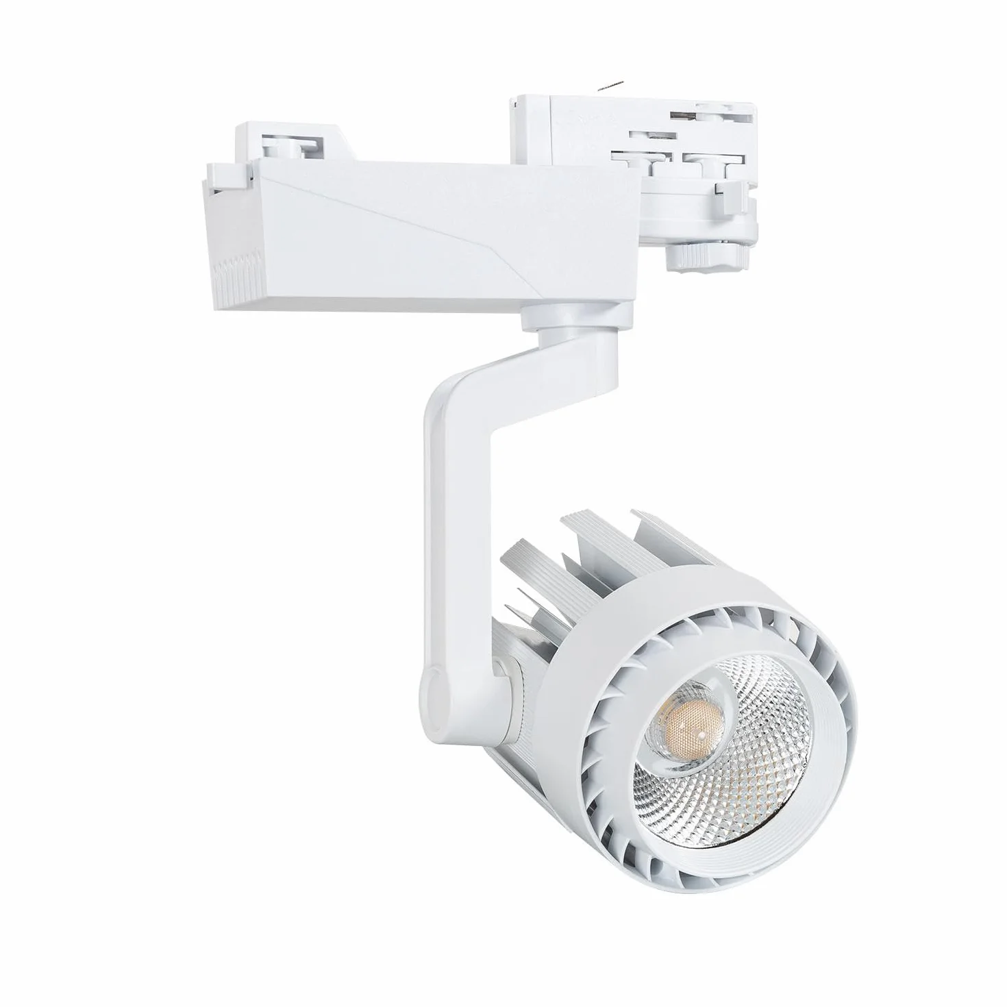 LEDKIA LIGHTING - Faretto LED Binario Trifase 30W Dora | Tecnologia COB | Angolo Luce 36º | Applicazione Showroom e Negozi, Bianco Caldo 2700K, Policarbonato
