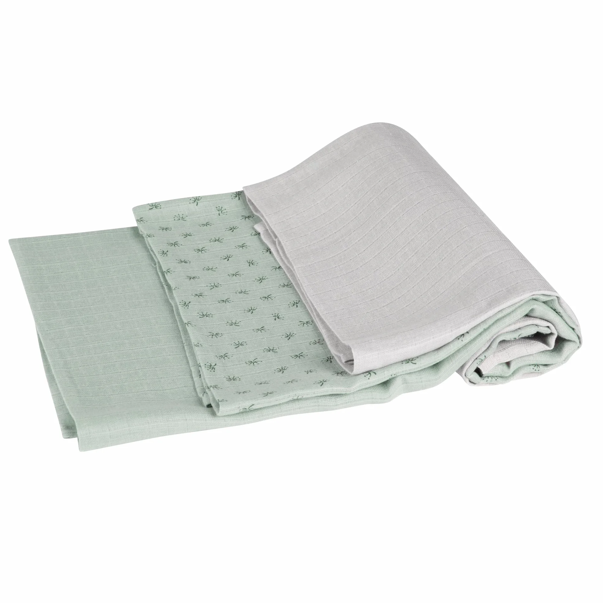 roba Set 3 Lenzuolini Bio Lil Planet - Mussola Cotone Biologico GOTS 80x80 cm Traspirante Idrorepellente Lavabile Verde