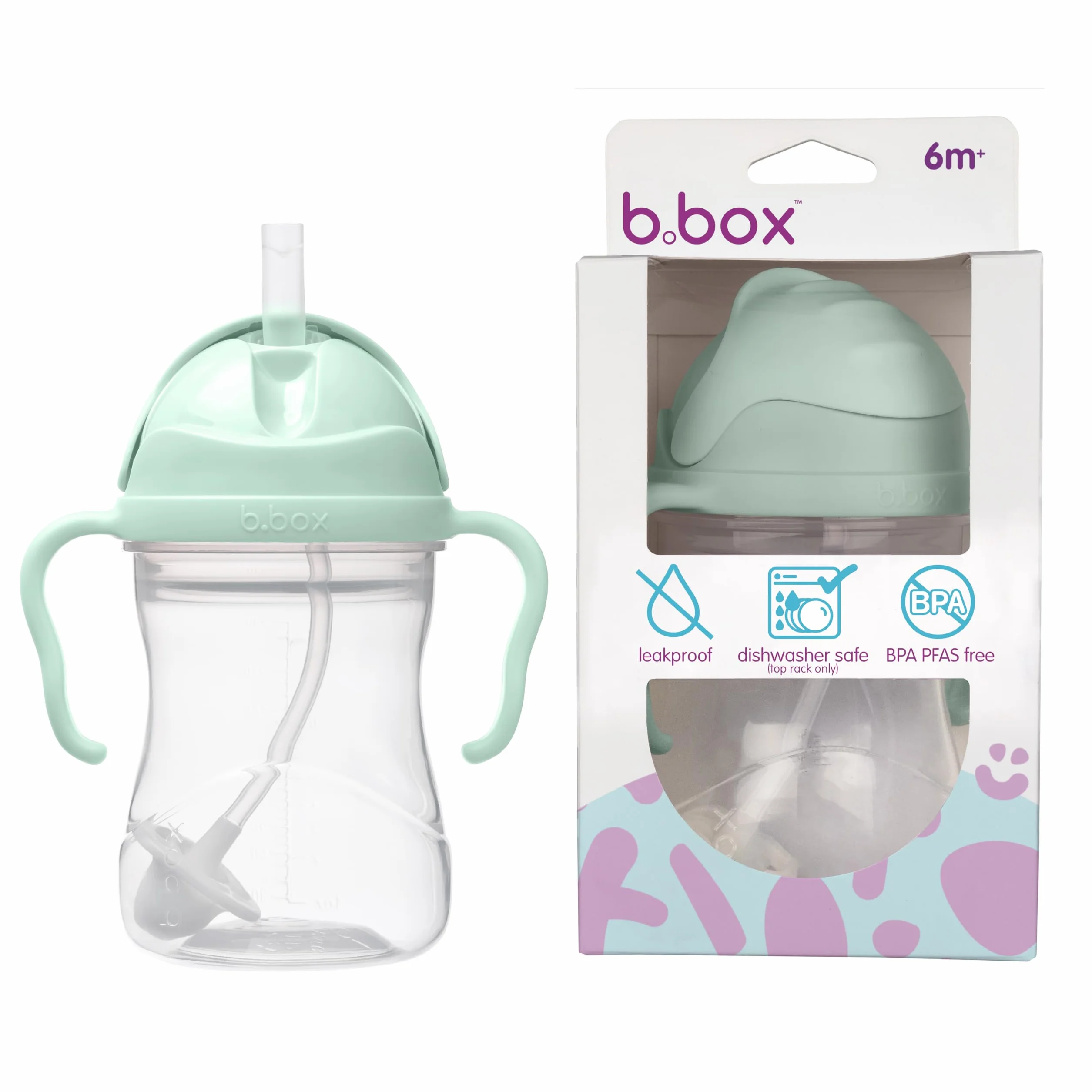 b.box Tazza con Cannuccia Antigoccia 240 ml 6+ Mesi Senza BPA Lavabile in Lavastoviglie