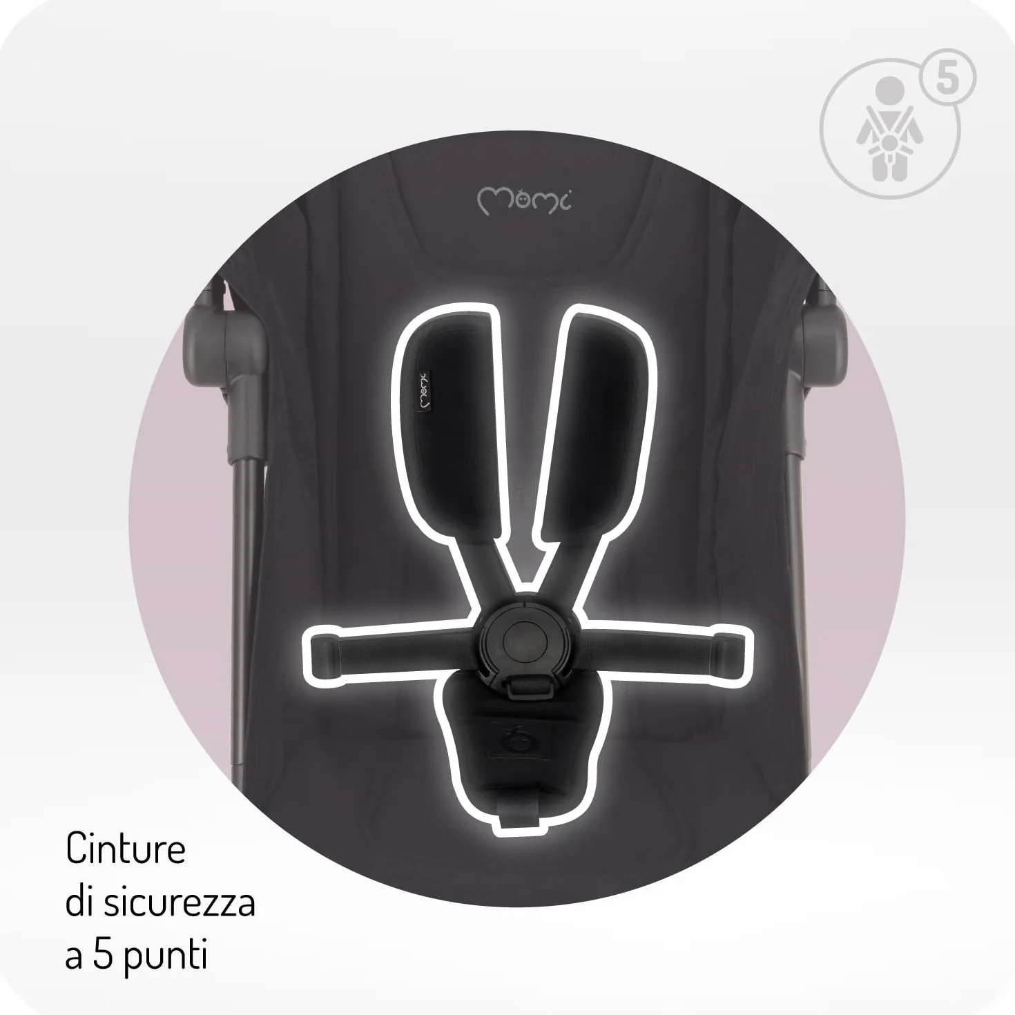 MoMi GRACE Passeggino leggero bambini 6 mesi pieghevole compatto viaggio cappottina parasole regolabile schienale reclinabile cintura 5 punti 15 kg zaino trasporto
