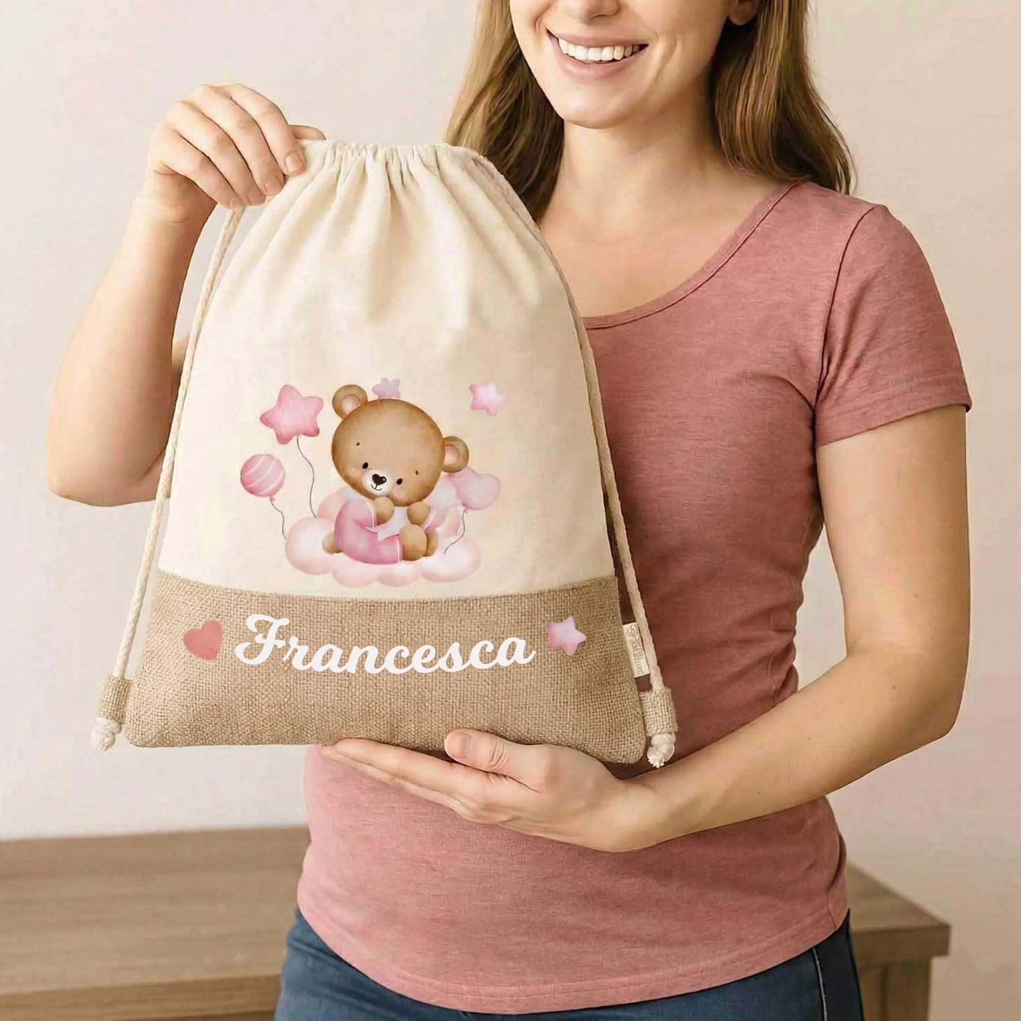 Eco-Friendly Borsa Zaino Mamma Neonata Cotone Riciclato Organizer Ospedale Cambio Bebè Idea Regalo Baby Shower