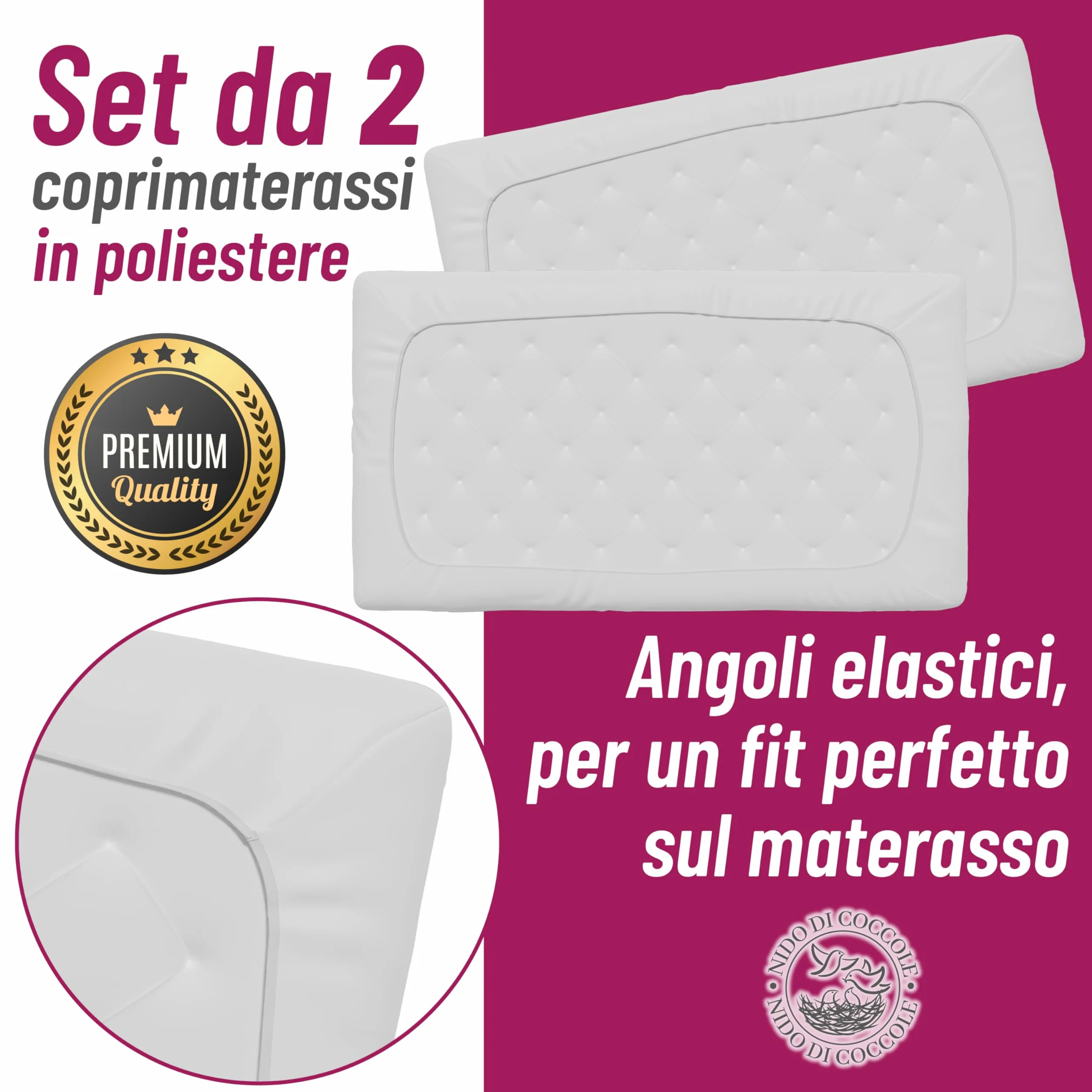 Coprimaterasso Next to Me 60x90 cm Set 2 sztuk Traspiranti Lavabili Angoli Elasticizzati Antiacaro