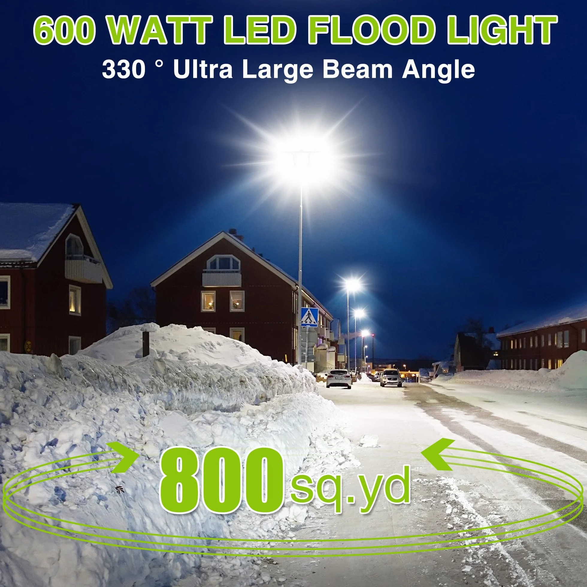 STASUN Proiettore LED da Esterno, Illuminazione Esterna 600W 54000LM, Bianco Luce Diurna 5000K, Riflettore per Esterni Impermeabile IP66 Faretto di Sicurezza per Esterni con 3 Teste Regolabili