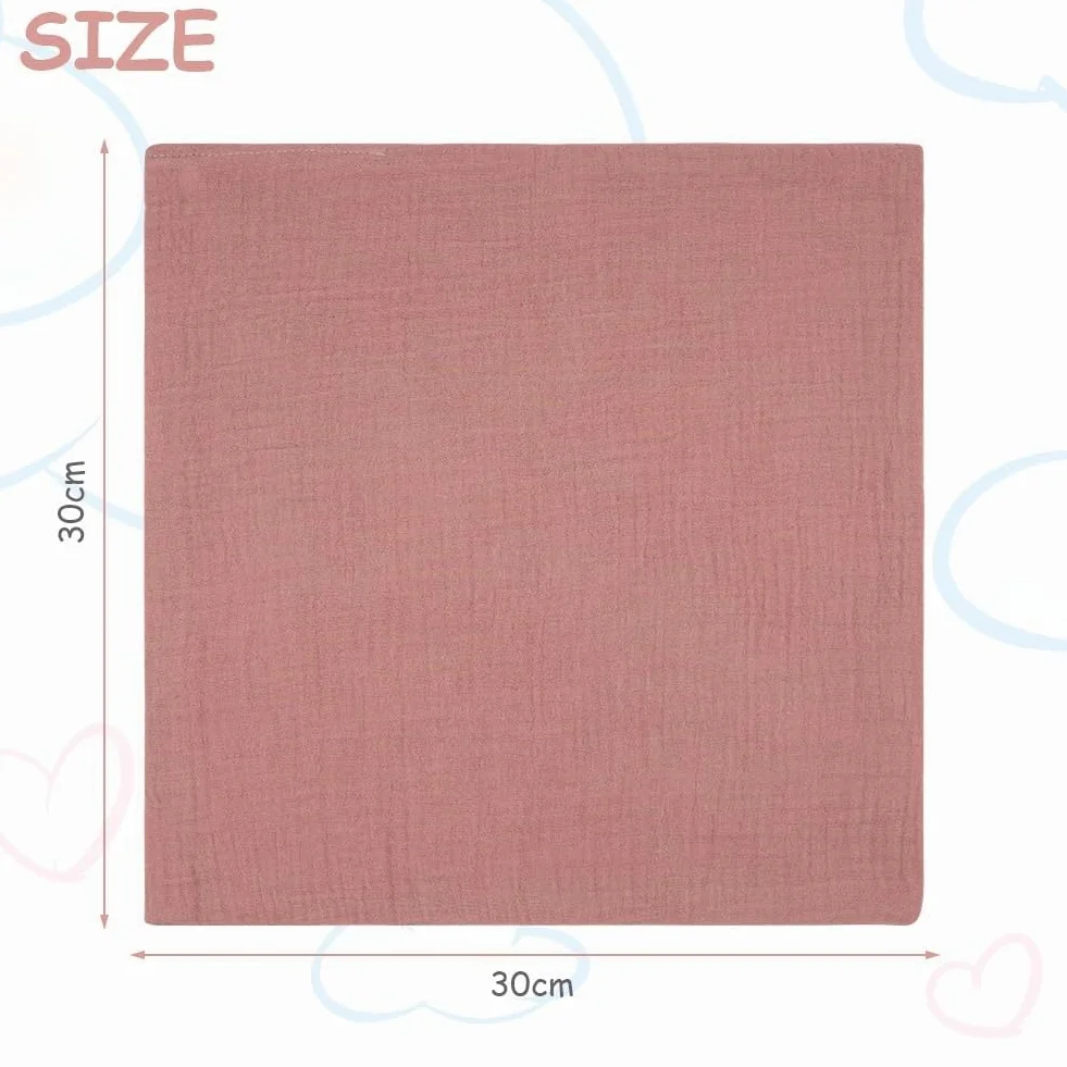 Mussole Neonato 30x30cm Cotone 4 Strati 6 Pezzi Aolso