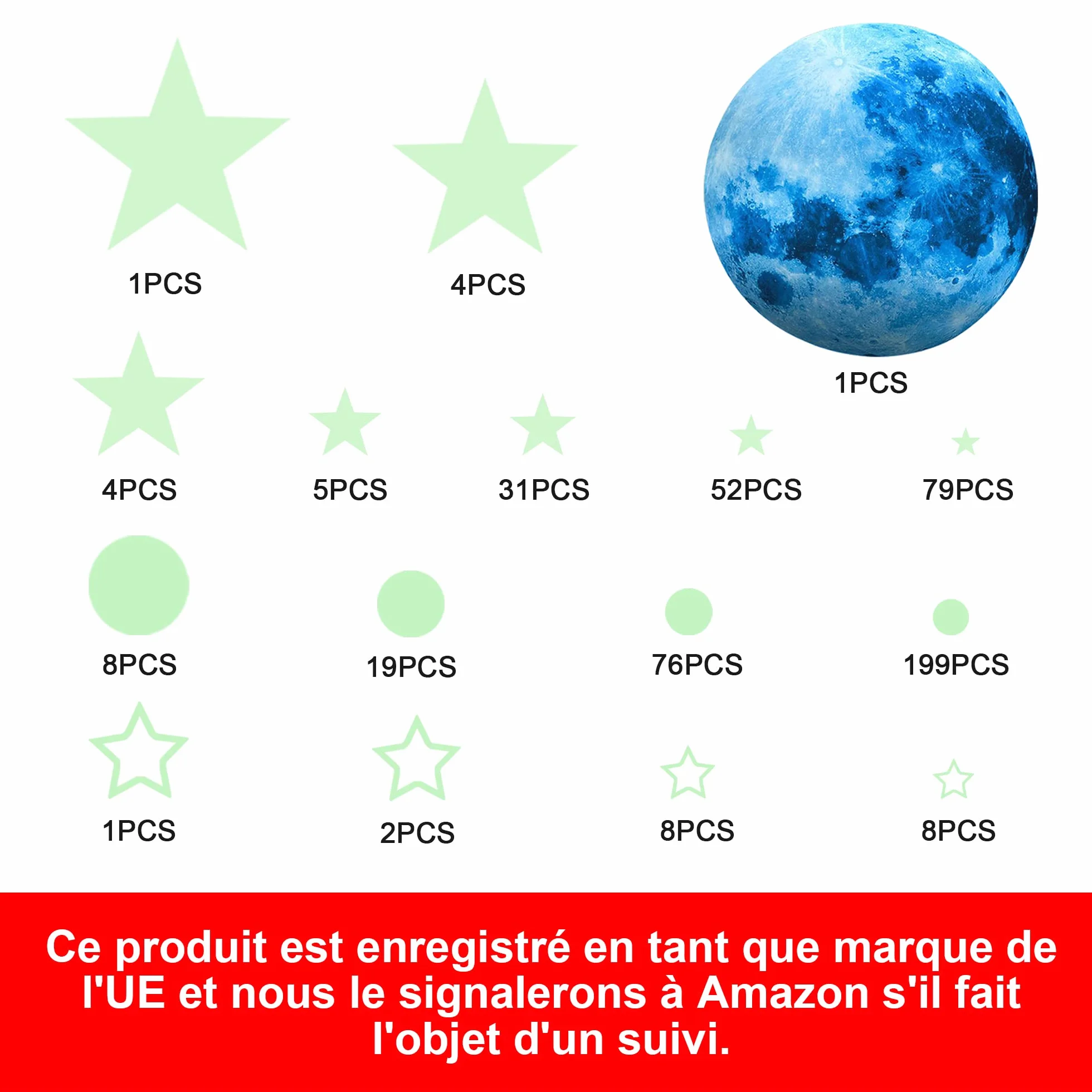 Stelle Fluorescenti Adesive Soffitto Adesivi Murali Bambini Decorazione Parete 498PCS