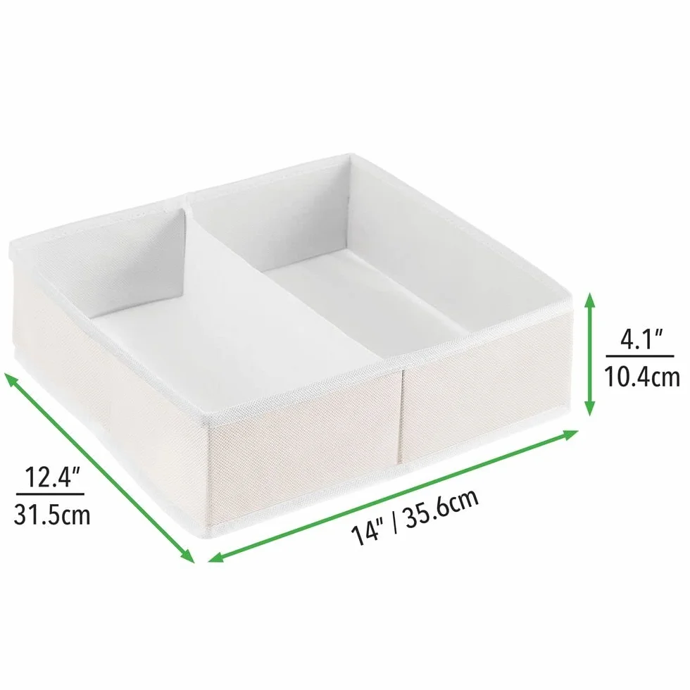 mDesign Set 3 Box portaoggetti Bimbo Organizer Armadio Calze Bavaglini Pannolini 2 Scomparti Crema Bianco