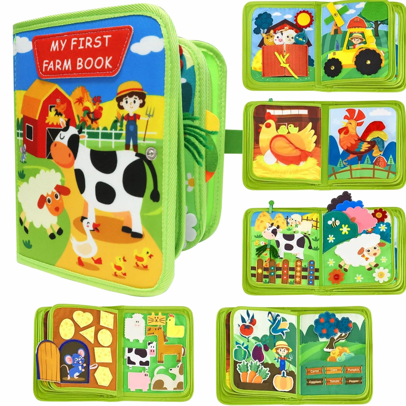 Montessori Busy Book per Bambini 1-3 Anni Libro Sensoriale Feltro Quiet Book Portatile
