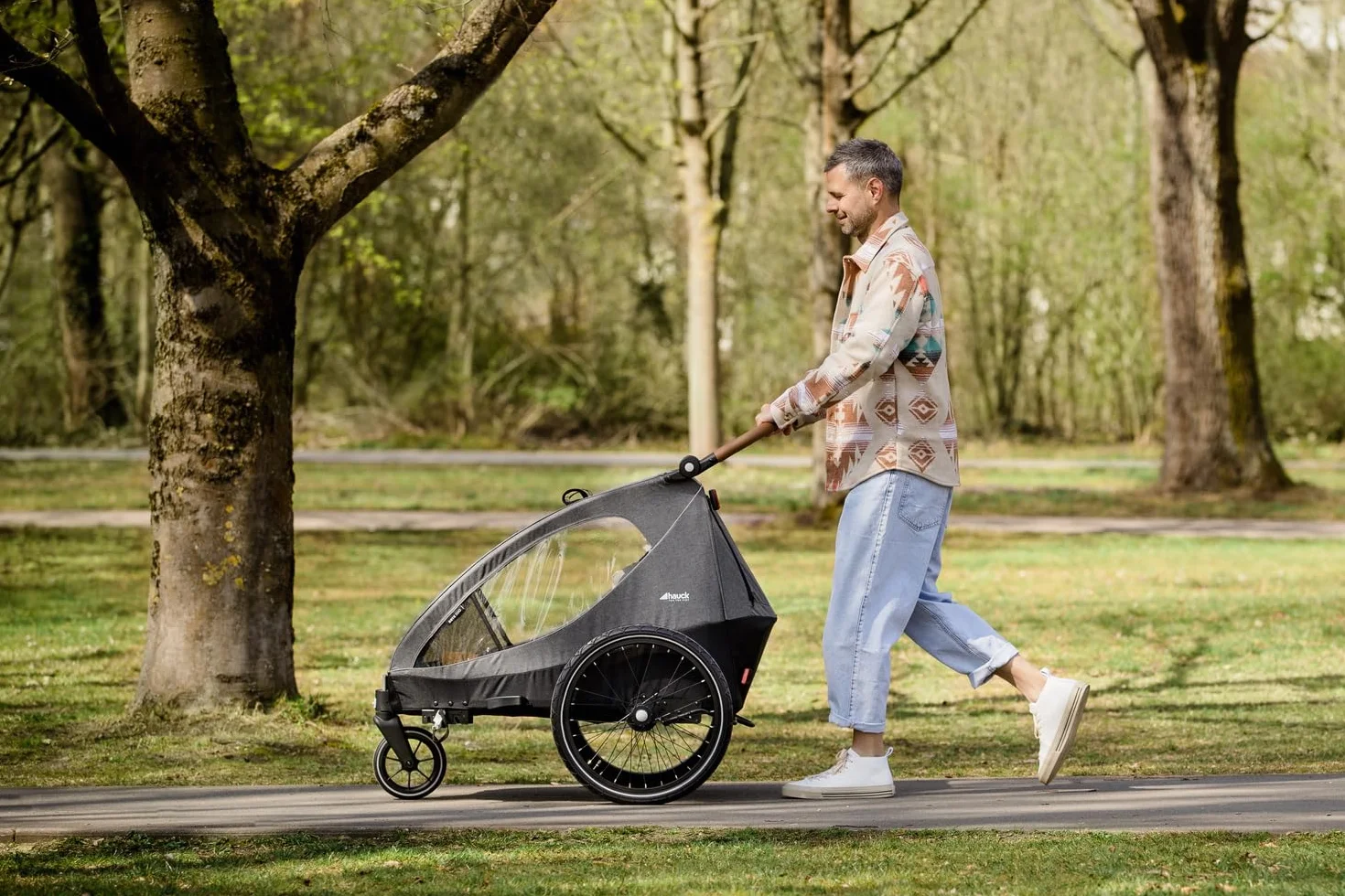 Hauck Dryk Duo Rimorchio Bici e Passeggino 2in1 per 2 Bambini fino a 22 kg, Pieghevole