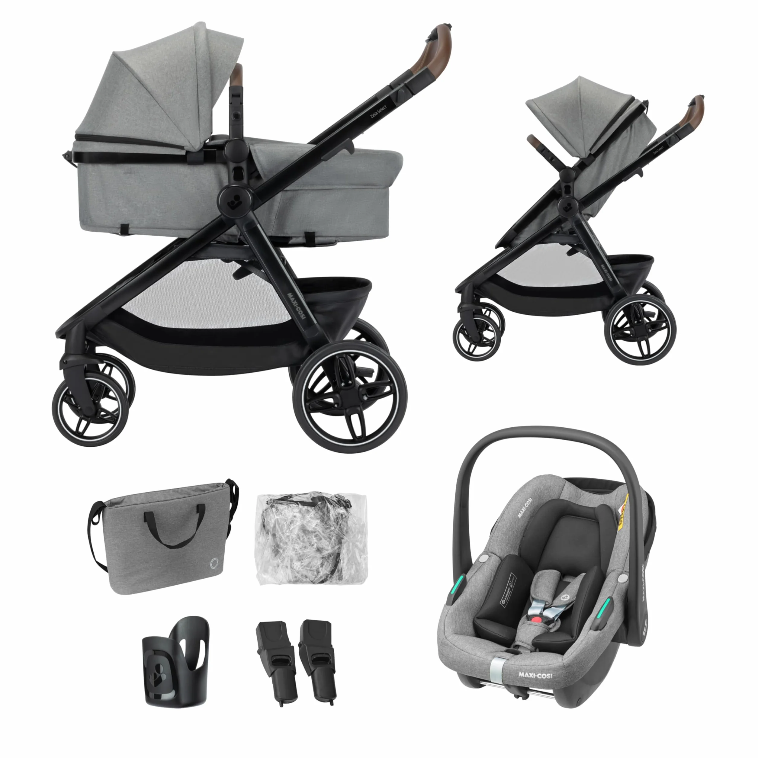 Maxi Cosi Zelia Select Trio Passeggino Trio 0-4 anni 0-22 kg CabrioFix S i-Size Grigio