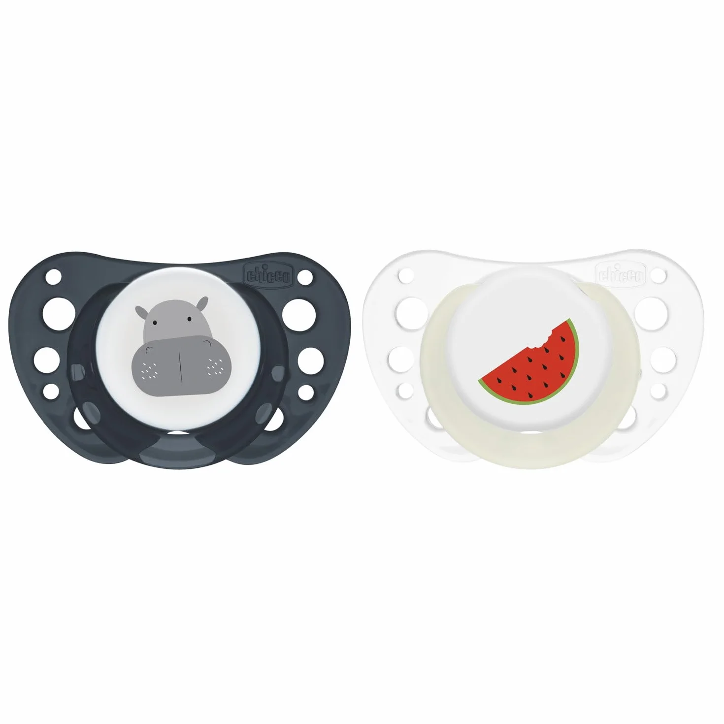 Chicco PhysioForma Succhietto Air Blu Lumi, Ciuccio 16-36 Mesi, Si Illumina al Buio, Silicone, 2 Pezzi