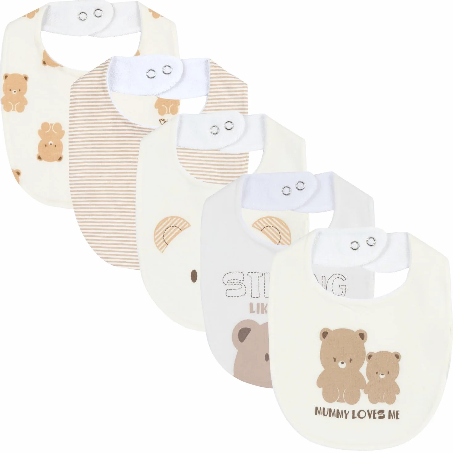 Chicco Set 5 Lätzchen aus weicher Baumwolle Einheitsgröße Designed in Italy