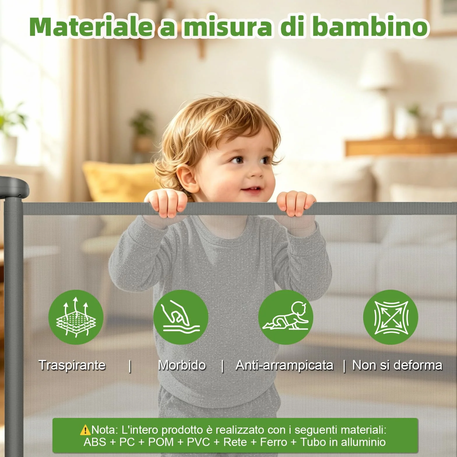 Cancelletto di Sicurezza Retrattile per Bambini 0-150 cm per Cani Scale Corridoi Interni Esterni Grigio