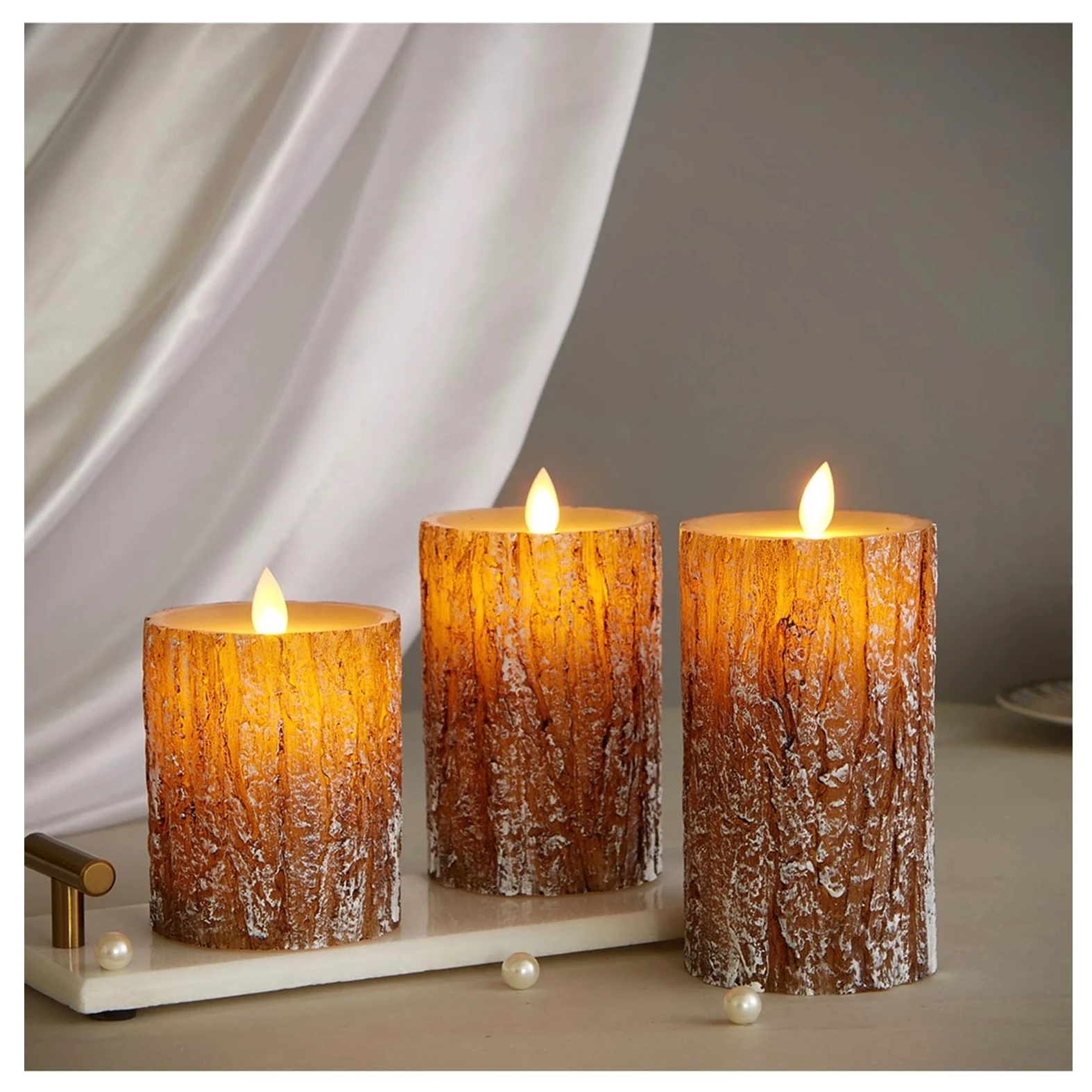Candele senza fiamma, Candele a batteria Candele senza fiamma a LED in vera cera con telecomando e timer, Candela elettronica finta for decorazioni for la casa delle feste, Set di 3 (Size : B)
