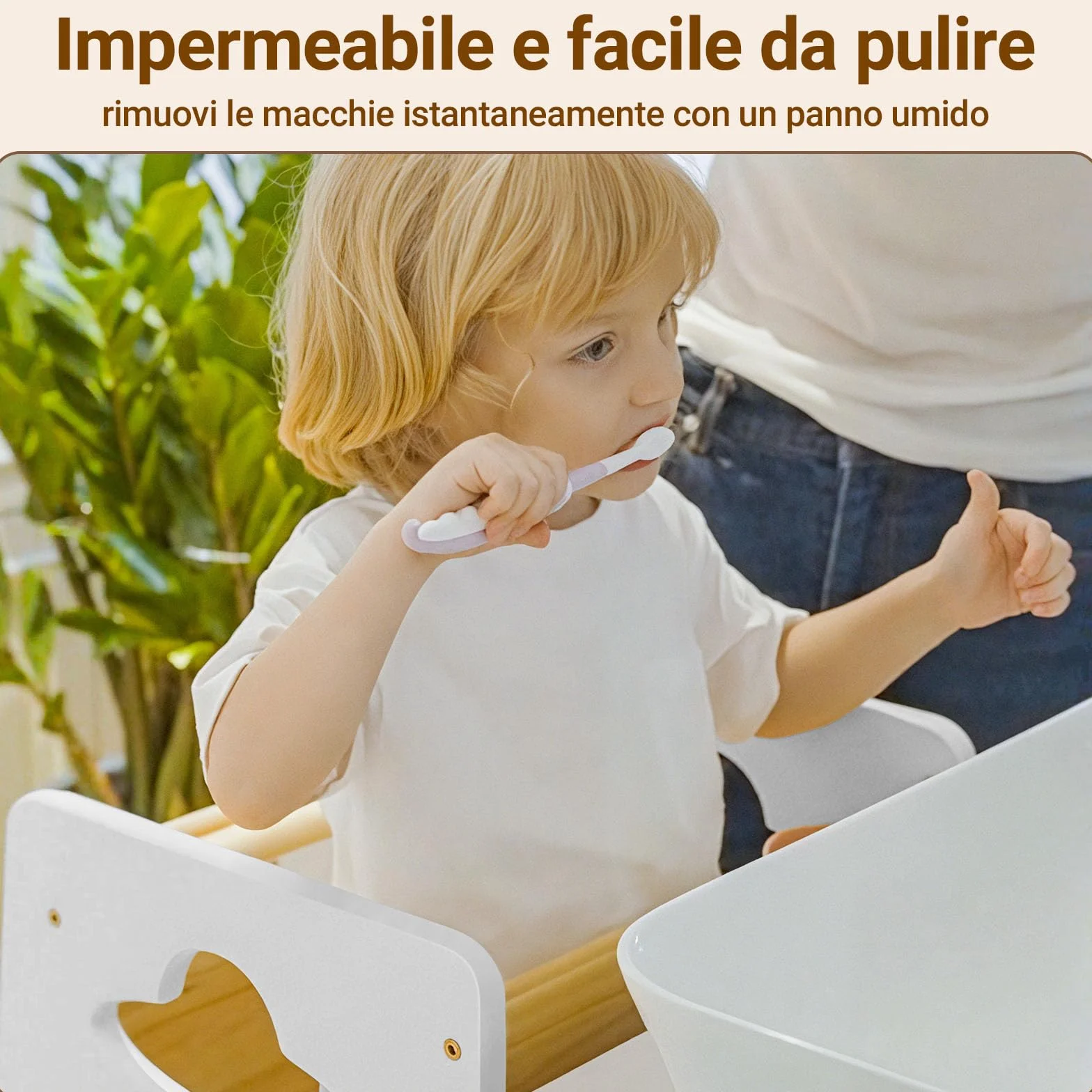 COSYLAND Torre Montessoriana Bambini 1 Anno – Torretta Montessoriana Legno Spesso Regolabile 3 Altezze Bianco Classico Naturale