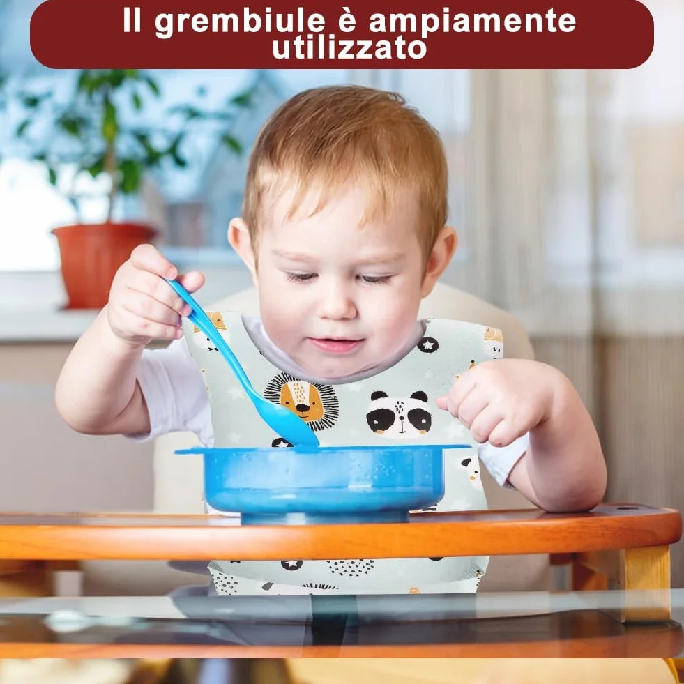 Bavaglini Usa e Getta Bambini 50 Pezzi, Bavaglini Monouso Impermeabili Neonato 0-3 Mesi con Tasca Raccogli Pappa