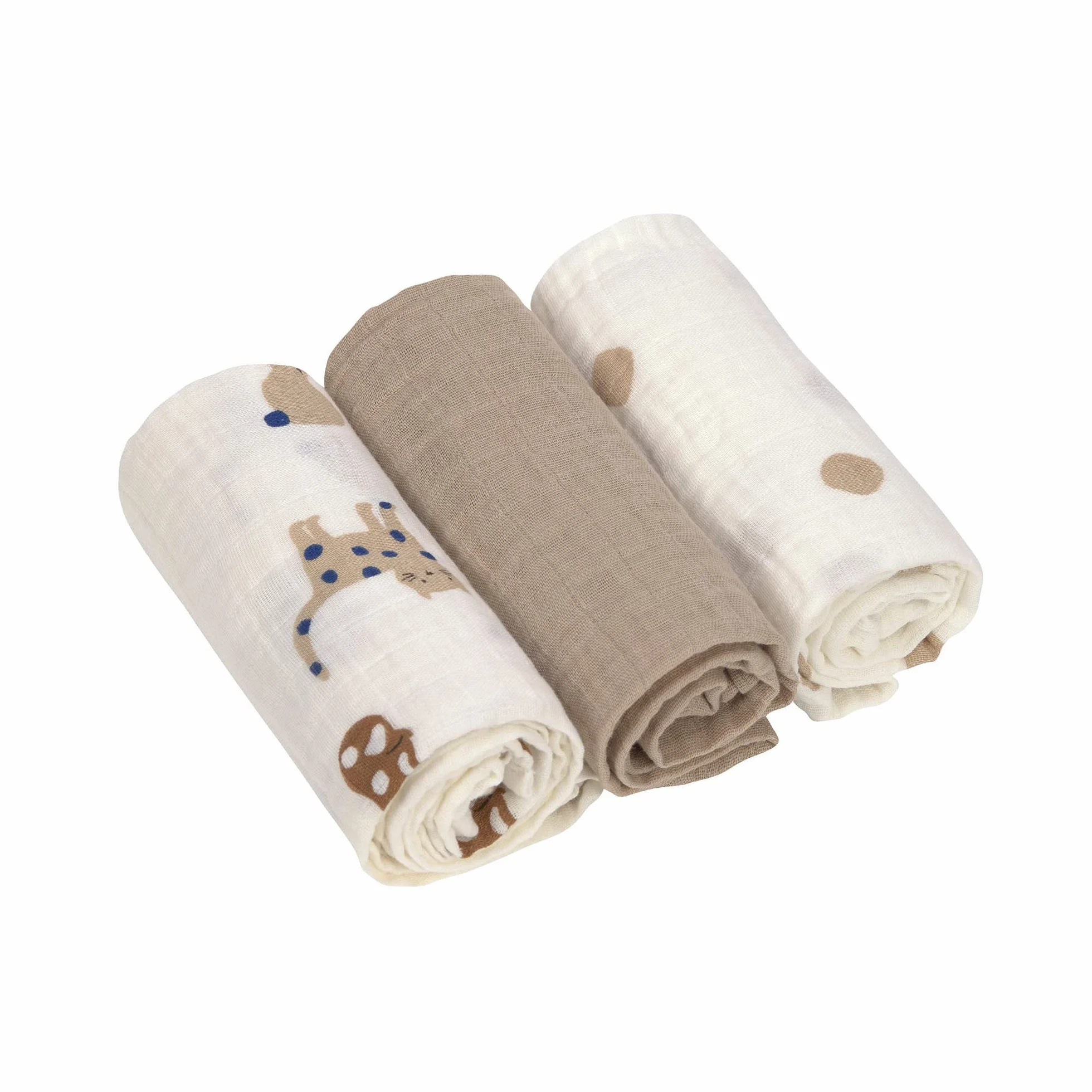 LÄSSIG Coperta Puck per neonati Panno di garza Set di 3 pezzi in cotone 60 x 60 cm Swaddle & Burp Blanket M Little Mateys royal blue