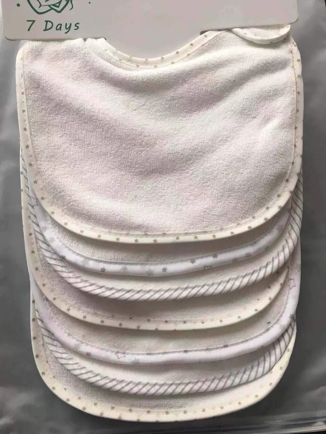 Set di 7 bavaglini morbidi a doppio strato 100% cotone assorbenti bianco
