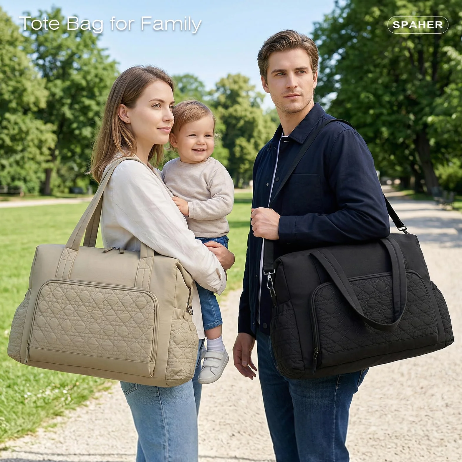 SPAHER 30L Borsone Pannolini Nascita Borsa Neonato Maternità Mamma con Tasca Umida Mommy Baby Bag