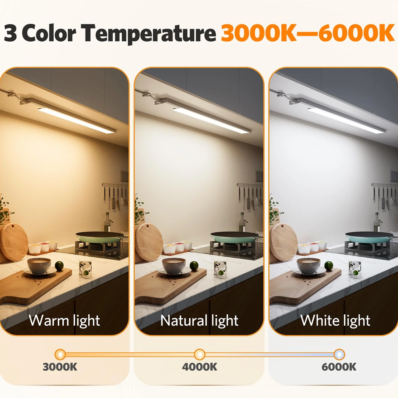 Lureshine Luce Armadio LED da 41CM 2 pezzi, dimmerabile, 3 temperatures, luce armadio LED con Sensore di Movimento, Luce Led Sottopensile per l'illuminazione di cucine, scaffali e piani di lavoro