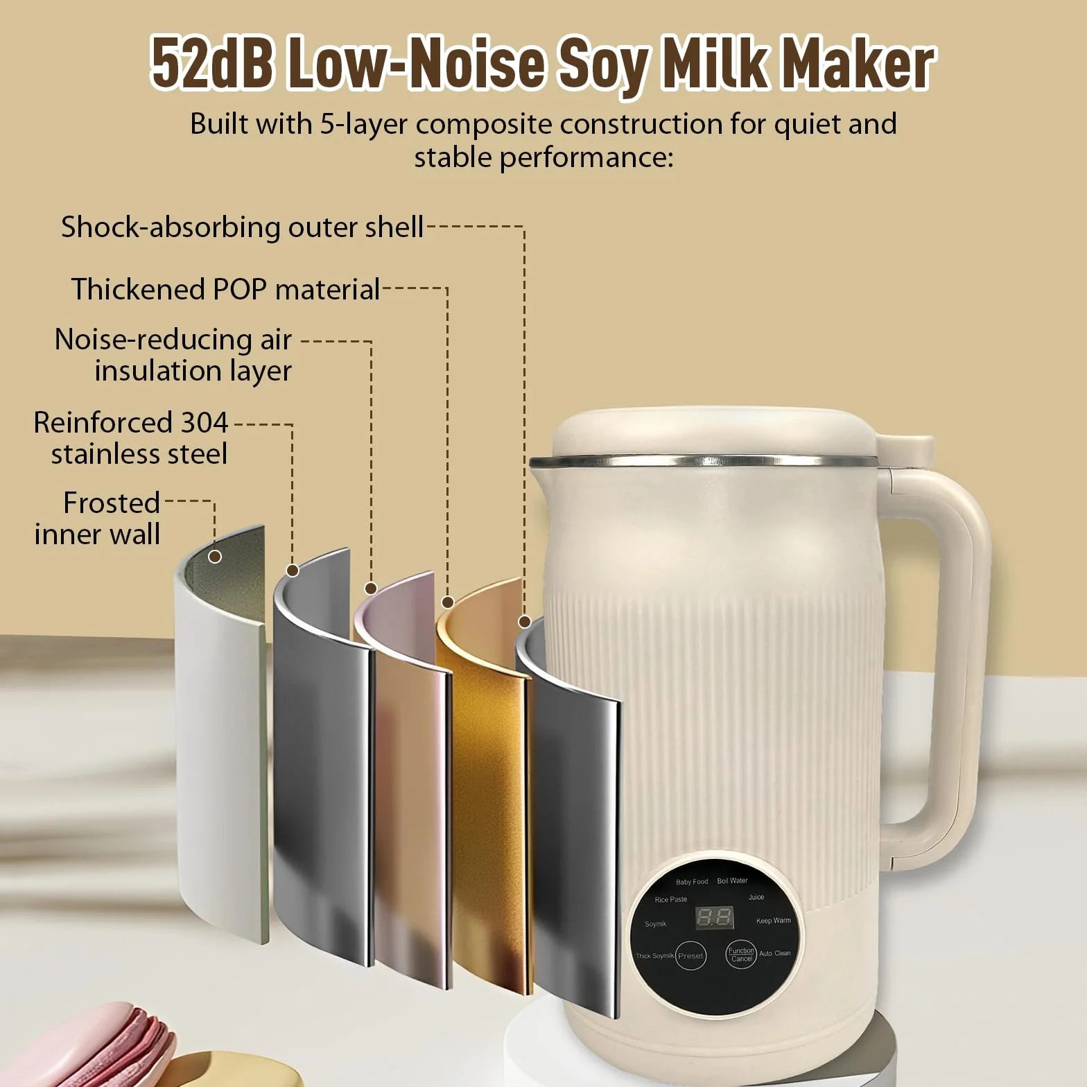 Macchina per latte di soia automatica 8 in 1 1200 ml robot da cucina con avvio ritardato mantiene caldo autopulente