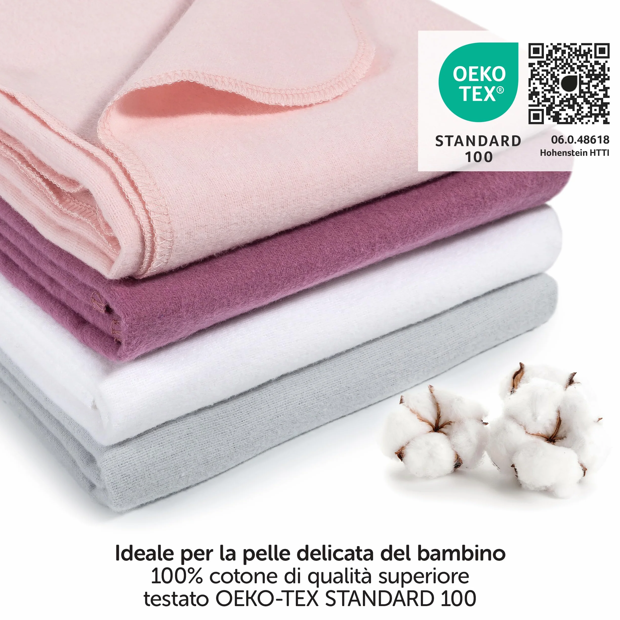 Teli in Mussola Neonato 80x80 cm 4 Pezzi Cotone 100% OekoTex Standard 100 Rosa Cipria